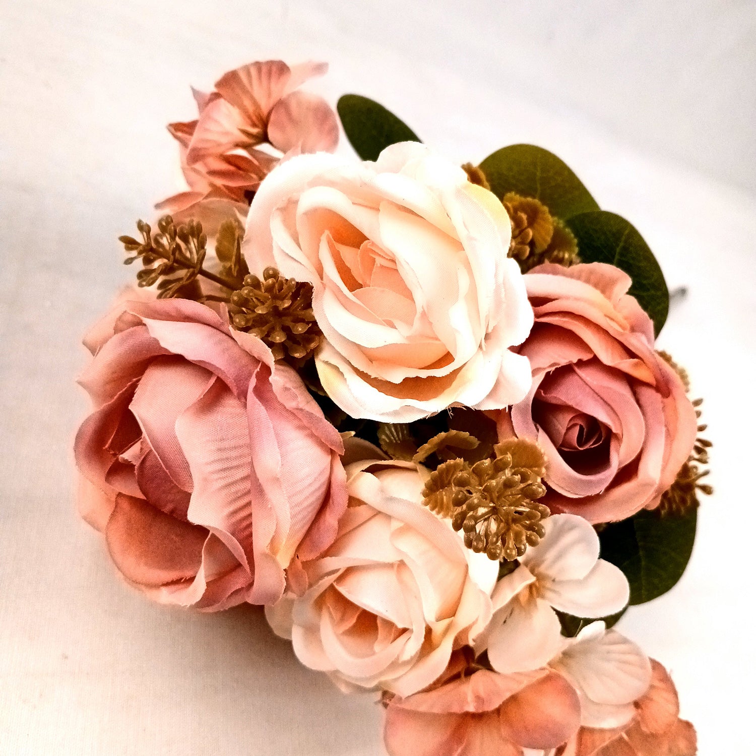 Artificial Flowers Rose Sticks | Faux Flowers Bunch - for Home Decor, Living Room, Centerpiece - 15 Inch - Apkamart #Colour_Multicolor