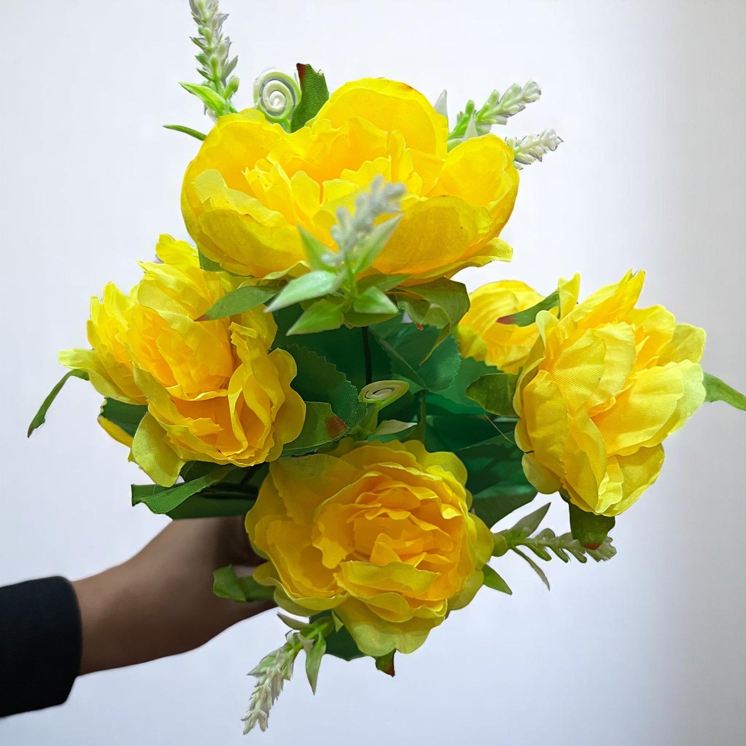 Artificial Flowers Rose Bunches for Vase Pot | Faux Flowers Stem - for Home Decor, Living Room, Office & Festivals Decoration (Vase Not Included) - 15 Inch - Apkamart #Colour_Yellow