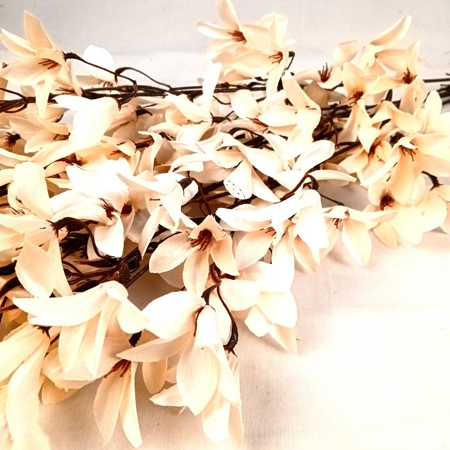 Artificial Flowers | Faux Flowers Bunch - for Home Decor, Living Room, Side Table, Centerpiece - 29 Inch - Apkamart #Colour_Cream