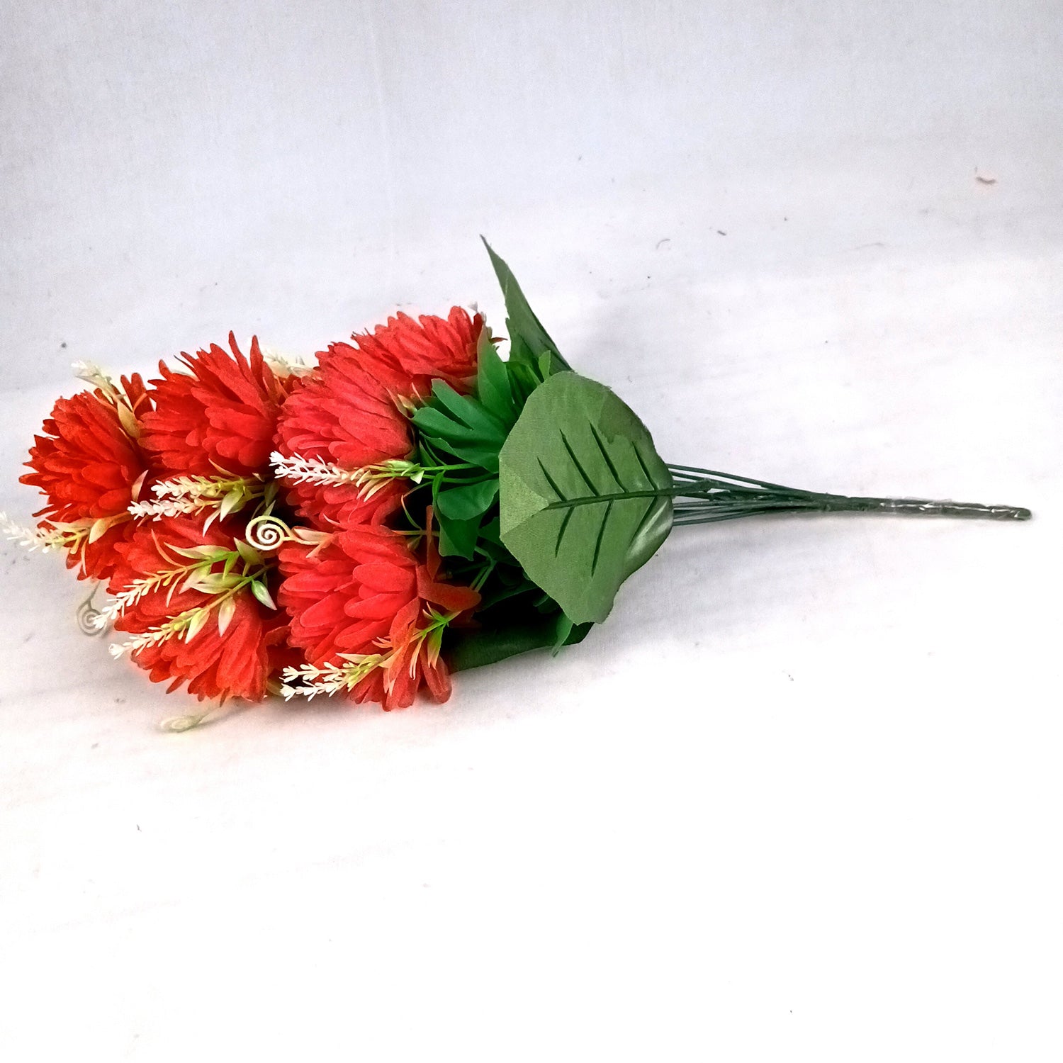 Artificial Flower Dahlia | Fake Flowers Bunch Dahalia - For Vase, Pot, Home, Bedroom, Balcony, Office Corner, Living Room - 18 Inch - Apkamart #Colour_Red