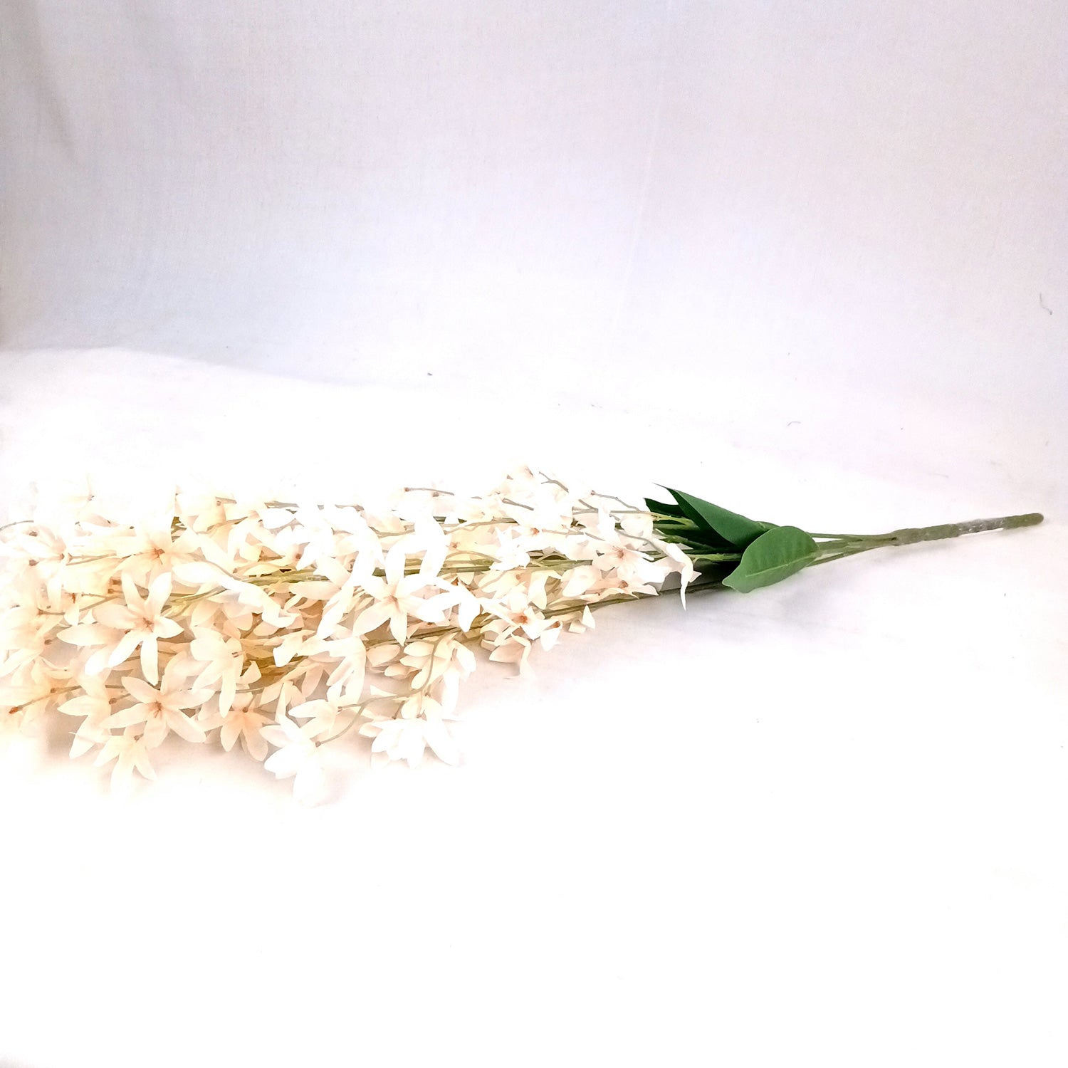 Artificial Orchids Flower Bouquets | Fake Flowers Bunch - For Vase, Pot, Home, Bedroom, Balcony, Office Corner, Living Room - 28 Inch - Apkamart #Colour_Cream