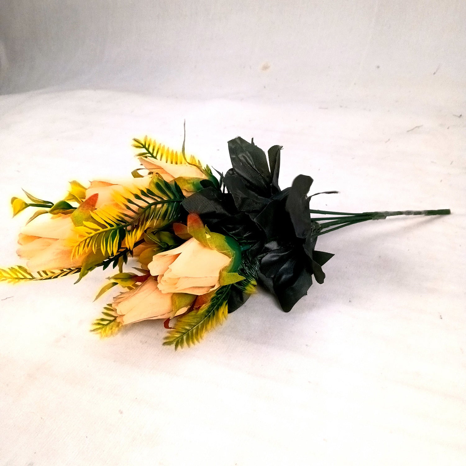 Artificial Flowers Rose Bunches for Vase Pot | Faux Flowers Stem - for Home Decor, Living Room, Office, Wedding & Party Decoration (Vase Not Included) - 14 Inch - Apkamart #Colour_Orange