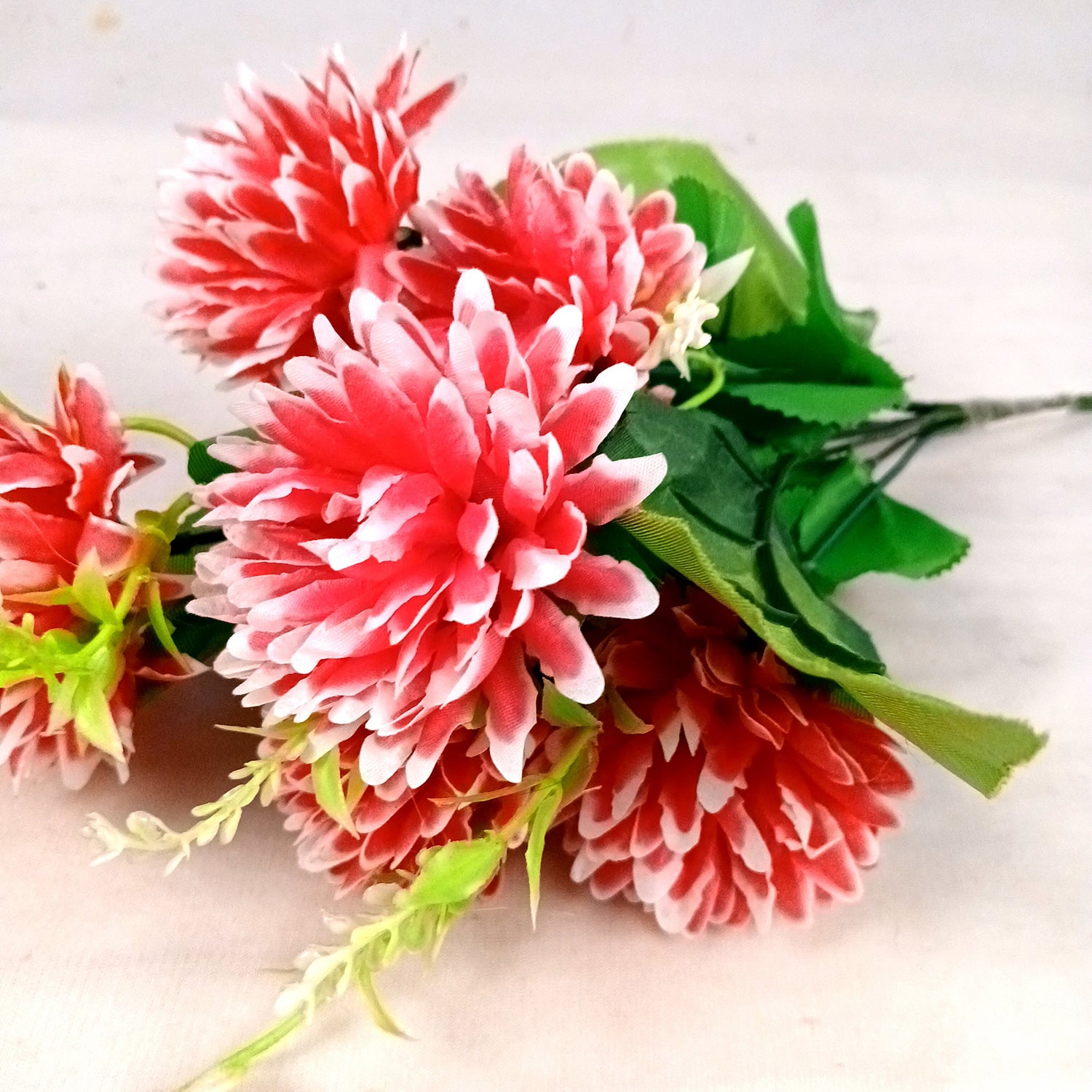 Artificial Flowers Dahlia Bunches for Vase Pot | Faux Flowers Stick - for Home Decor, Living Room, Wedding & Party Decoration (Vase Not Included) - 14 Inch - Apkamart #Colour_Pink