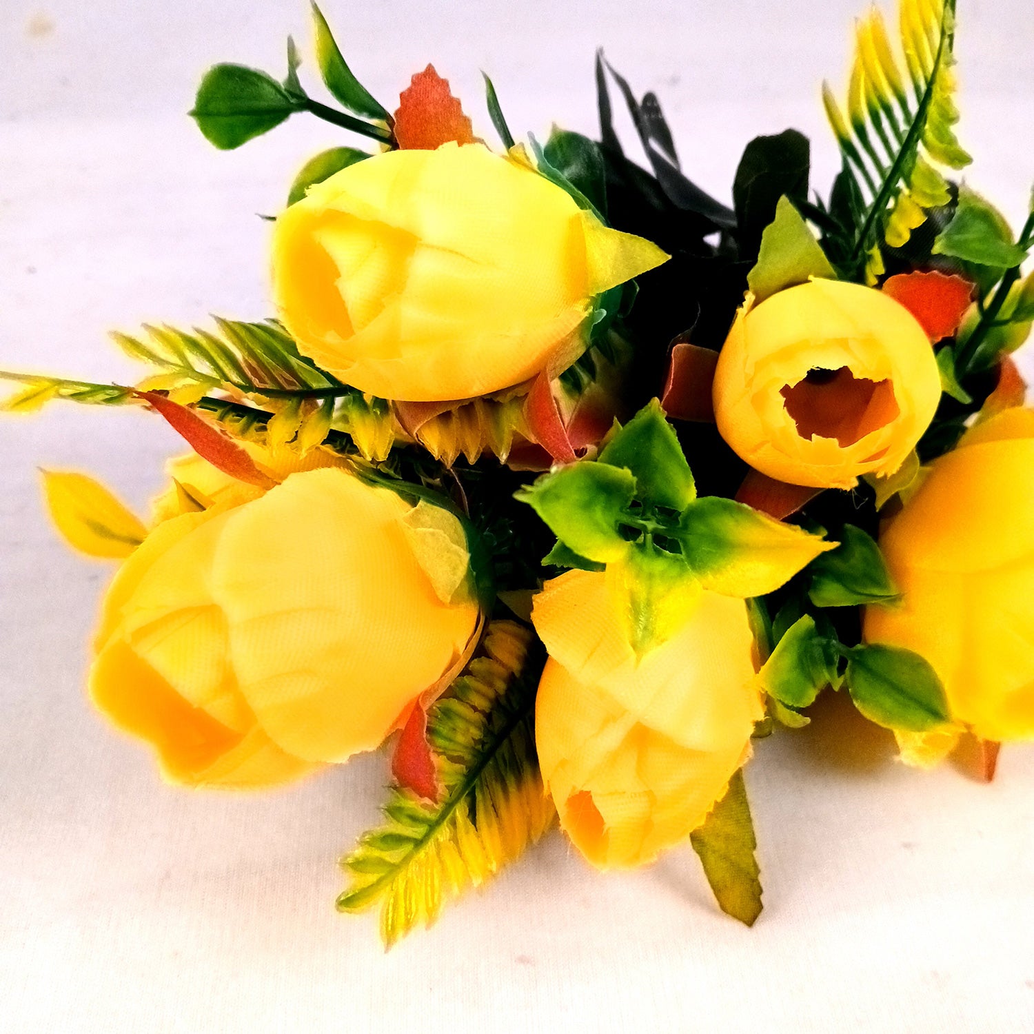 Artificial Flowers Rose Sticks | Faux Flowers Bunch - for Home Decor, Living Room, Wedding & Party Decoration (Vase Not Included) - 14 Inch - Apkamart #Colour_Yellow