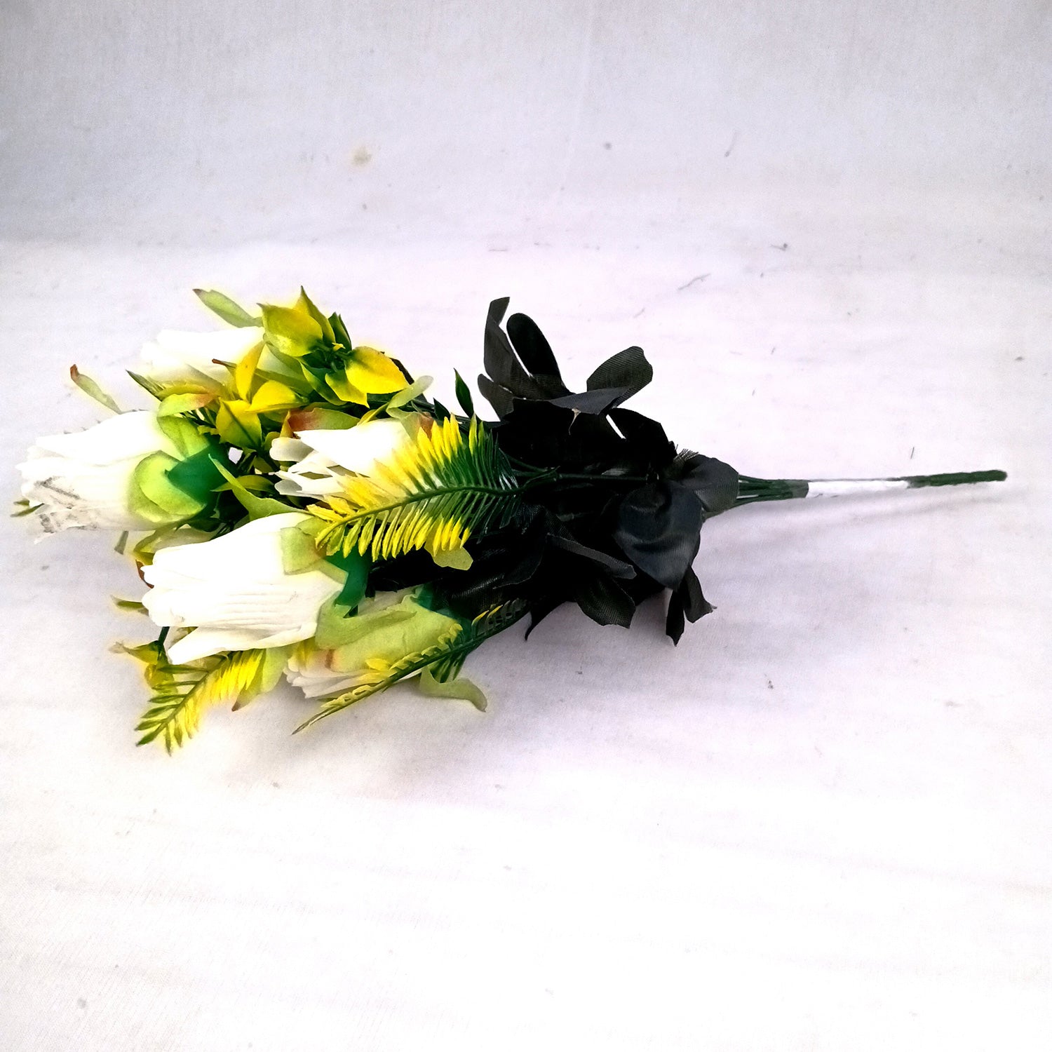 Artificial Flowers Rose Bunches for Vase Pot | Faux Flowers Stem - for Home Decor, Living Room, Office, Wedding & Party Decoration (Vase Not Included) - 14 Inch - Apkamart #Colour_White