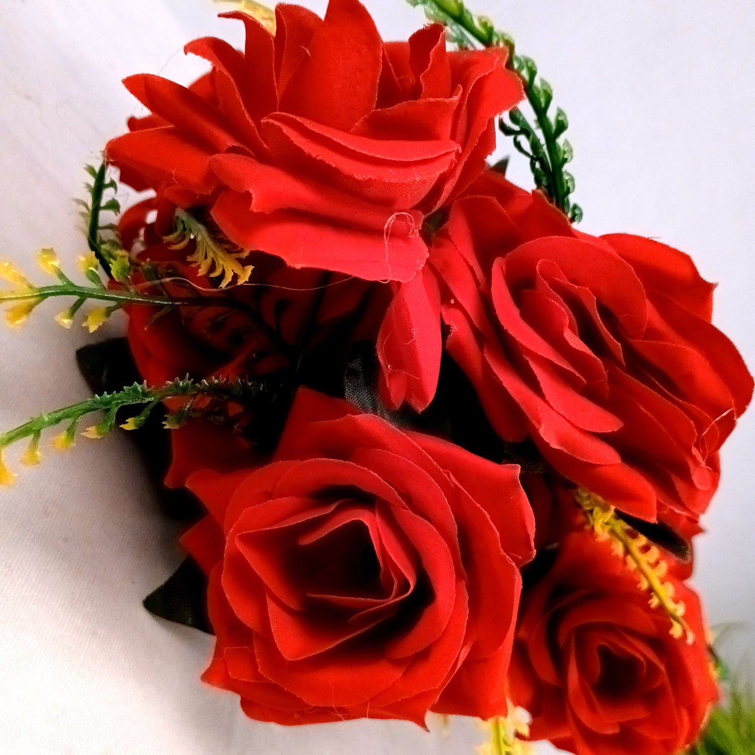 Artificial Flower Bouquet | Fake Rose Flowers Bunch - For Vase, Pot, Home, Bedroom, Balcony, Living Room - 24 Inch - Apkamart