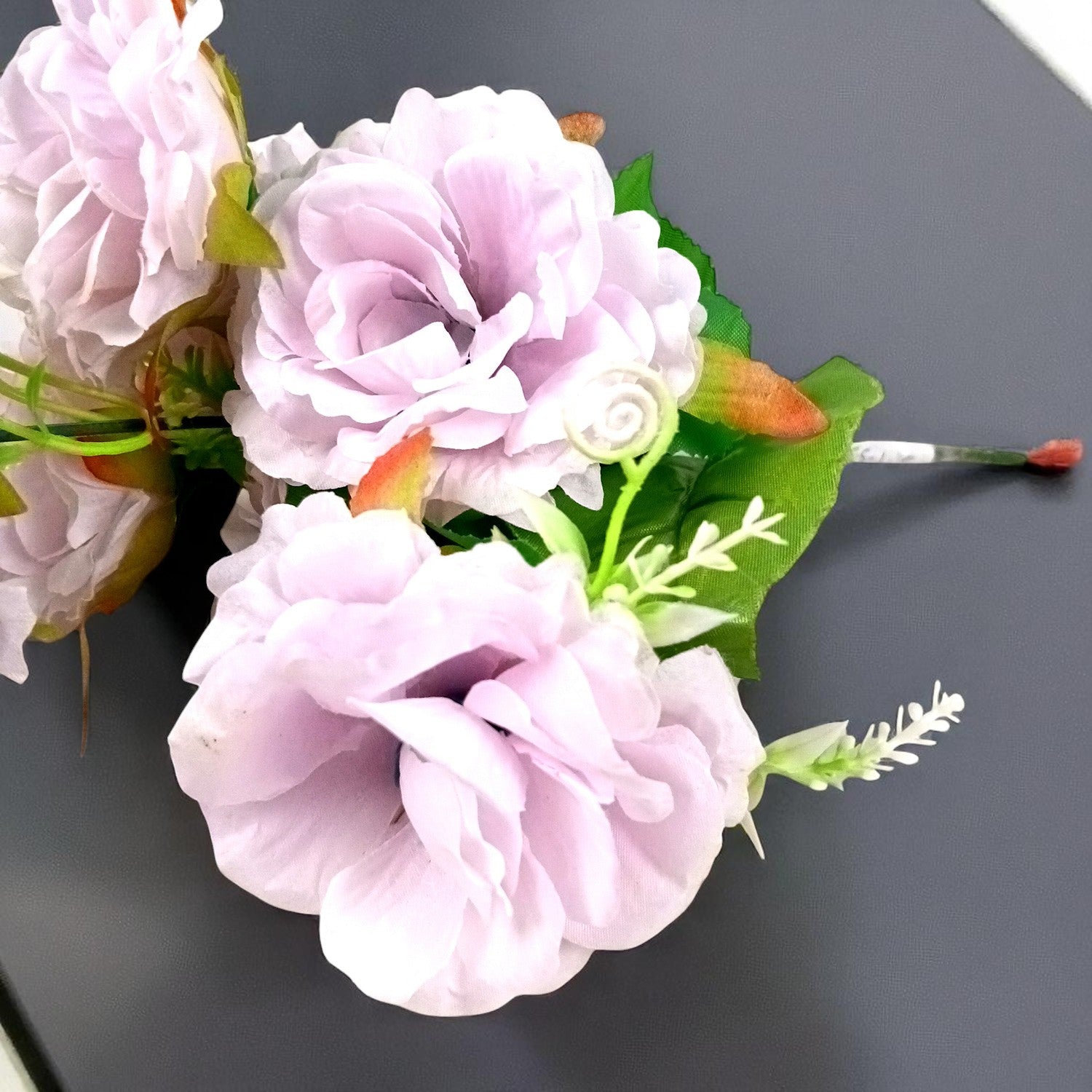 Artificial Flowers Rose Sticks | Faux Flowers Bunch - for Home Decor, Living Room, Wedding & Party Decoration (Vase Not Included) - 15 Inch - Apkamart #Colour_Purple