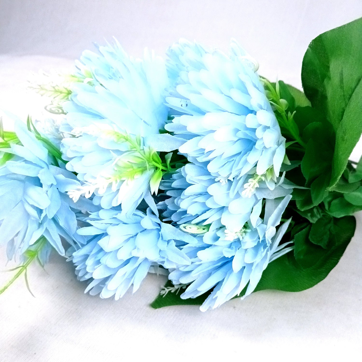Artificial Flower Dahlia | Fake Flowers Bunch Dahalia - For Vase, Pot, Home, Bedroom, Balcony, Office Corner, Living Room - 18 Inch - Apkamart #Colour_Blue