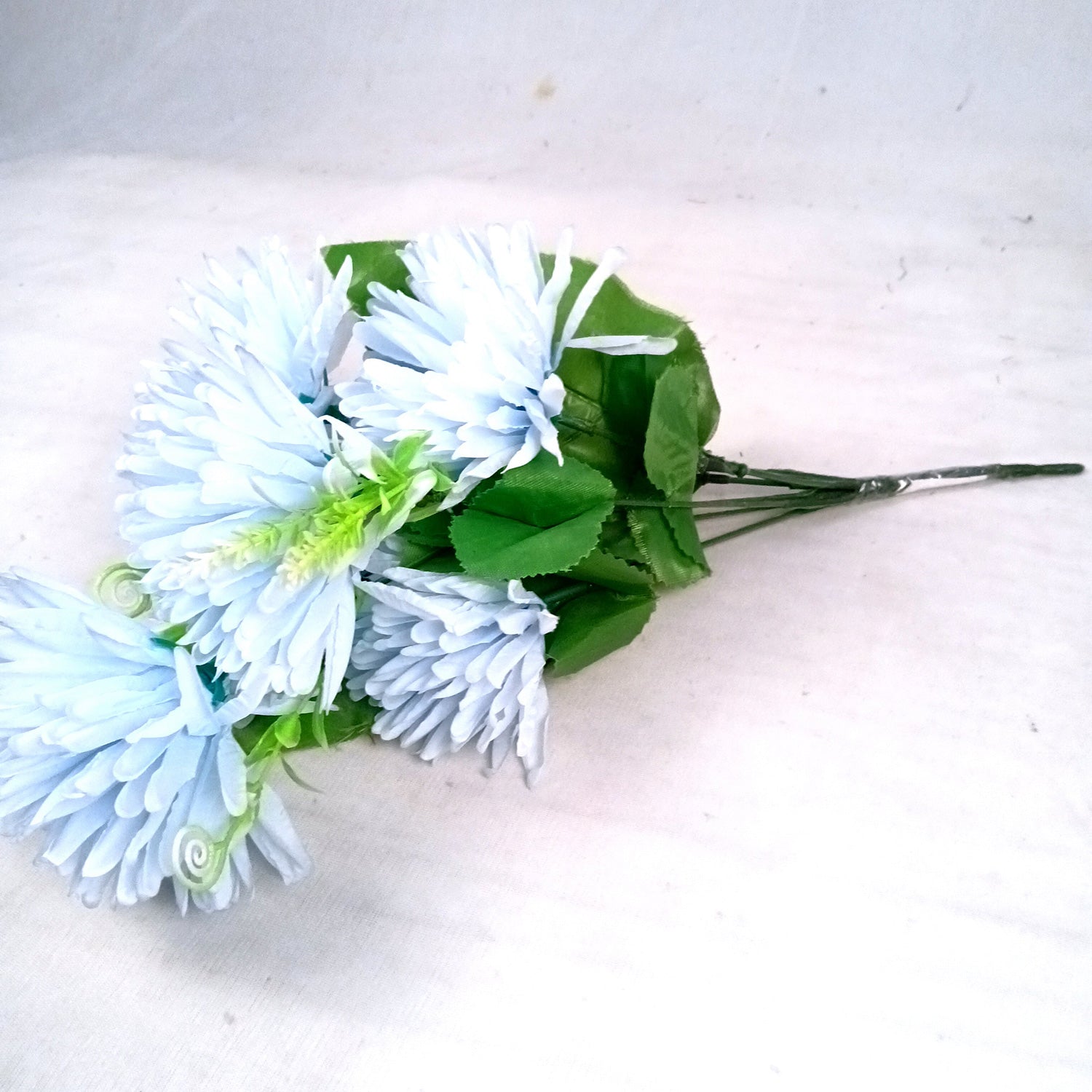 Artificial Flowers Dahlia Bunches for Vase Pot | Faux Flowers Stick - for Home Decor, Living Room, Wedding & Party Decoration  (Vase Not Included) - 15 Inch - Apkamart #Colour_Blue