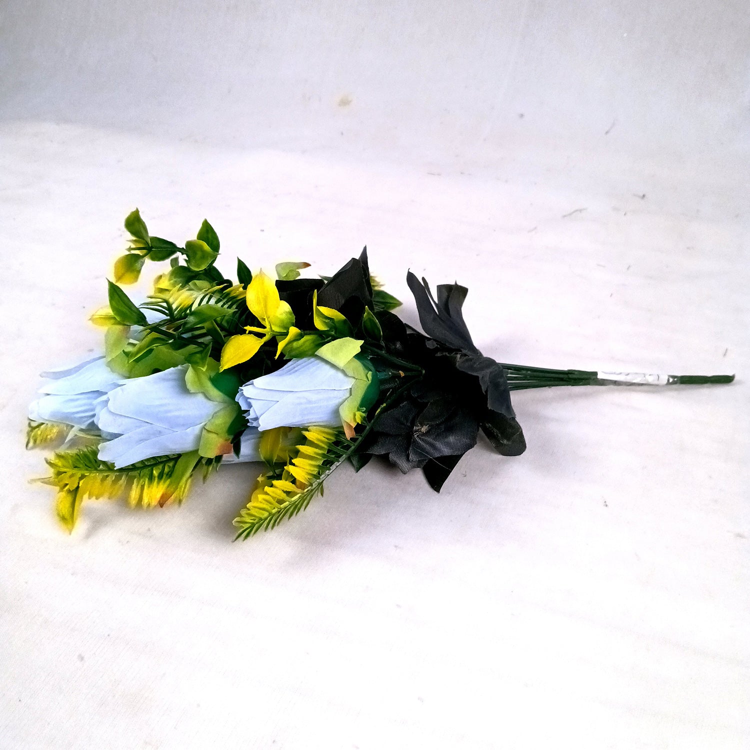 Artificial Flowers Rose Bunches for Vase Pot | Faux Flowers Stem - for Home Decor, Living Room, Office, Wedding & Party Decoration (Vase Not Included) - 14 Inch - Apkamart #Colour_Blue