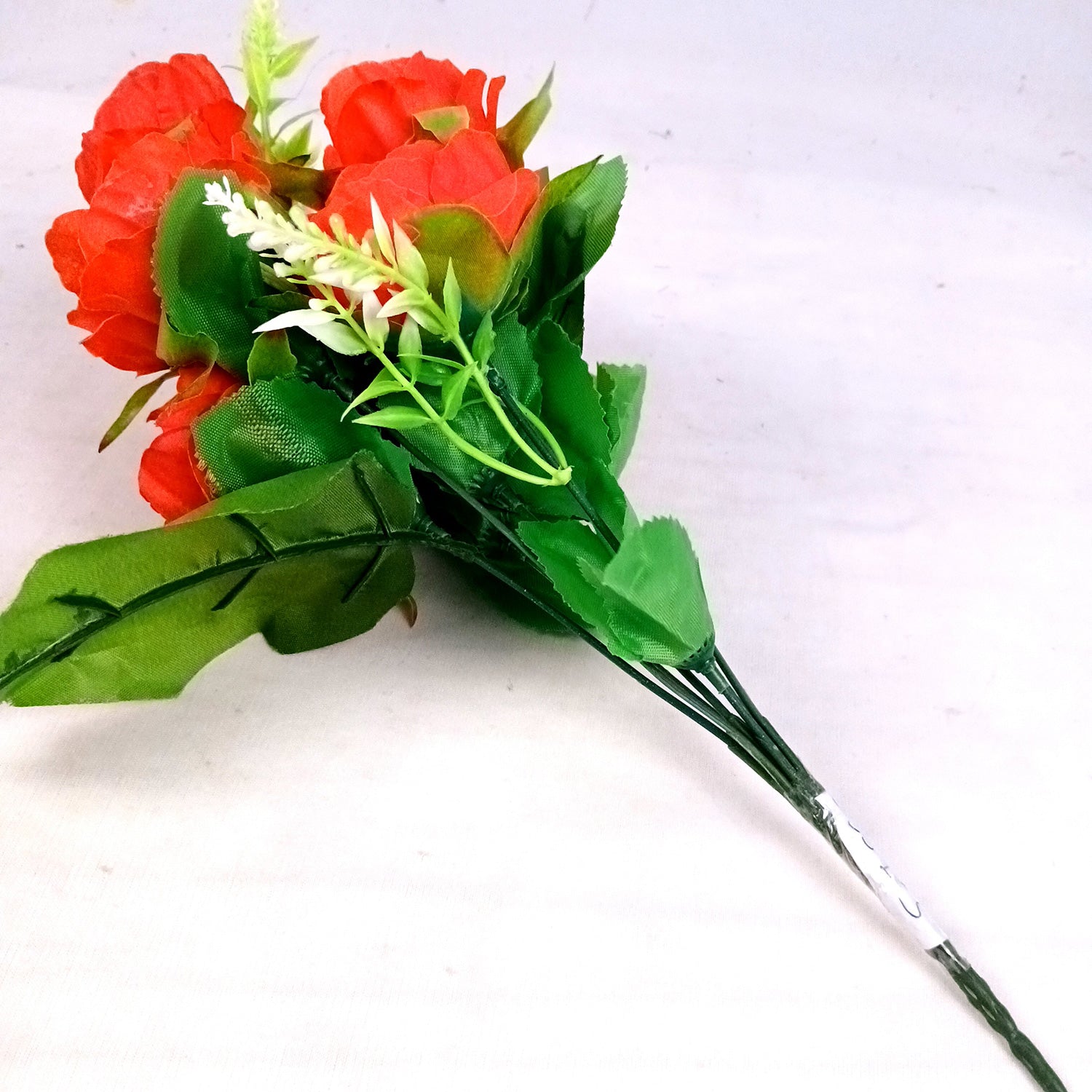 Artificial Flowers Rose Bunches for Vase Pot | Faux Flowers Stem - for Home Decor, Living Room, Office & Festivals Decoration (Vase Not Included) - 15 Inch - Apkamart #Colour_Red