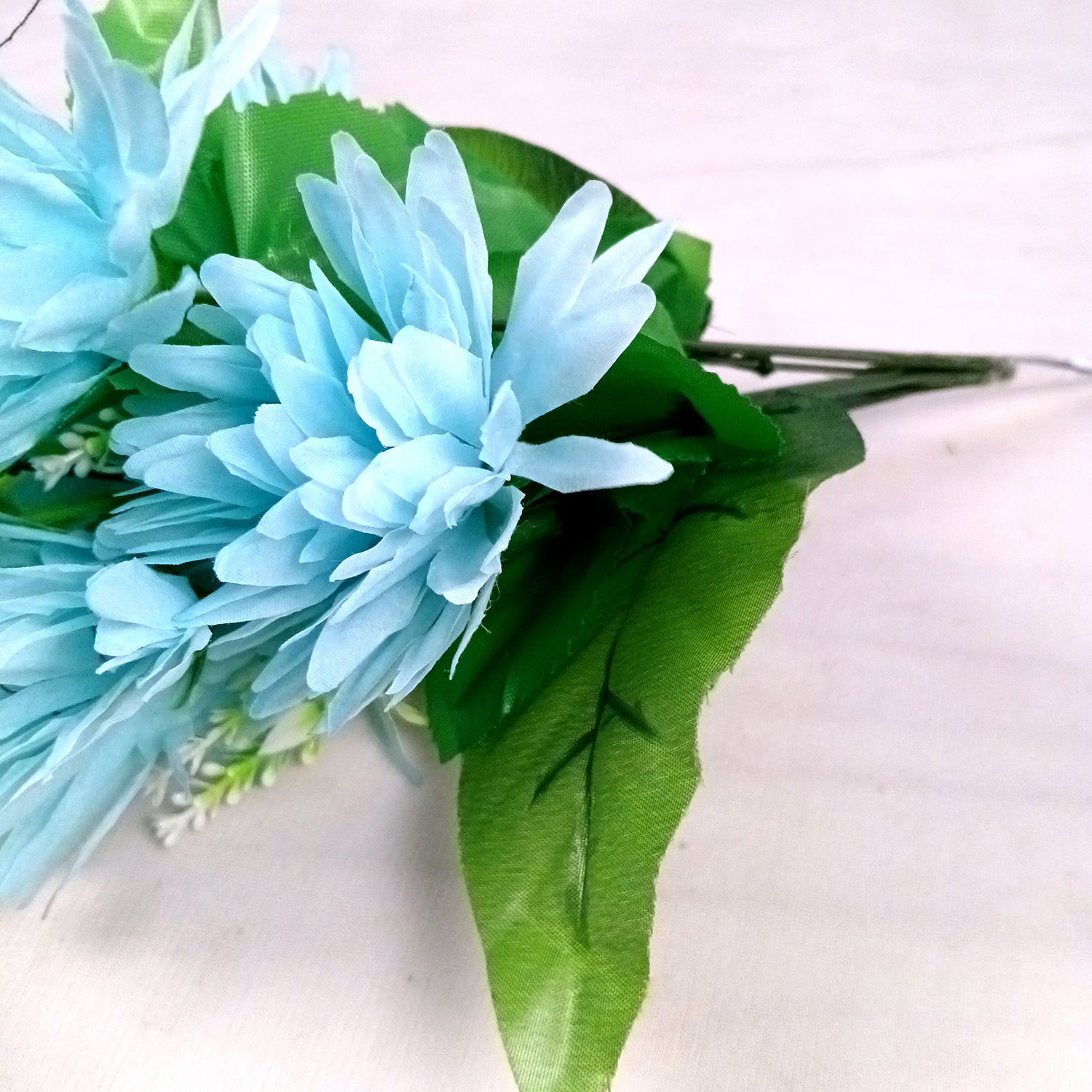 Artificial Flowers Dahlia Bunches for Vase Pot | Faux Flowers Stick - for Home Decor, Living Room, Wedding & Party Decoration (Vase Not Included) - 15 Inch - Apkamart #Colour_Blue