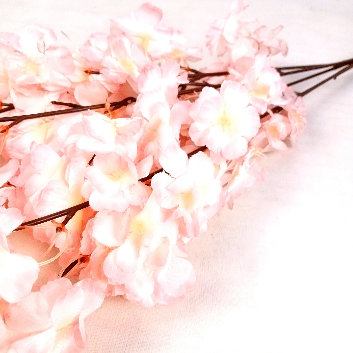 Artificial Flower Cherry Blossom Bouquets | Faux Flowers Bunch - for Table Vase, Pot, Home Decor, Living Room, Side Table Centerpiece - 21 Inch - Apkamart #Style_Design 2