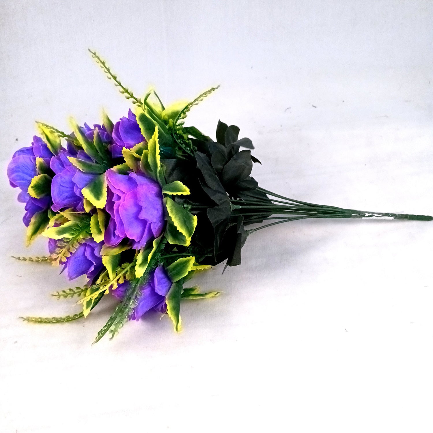 Artificial Flower Bouquet | Faux Rose Flowers Bunch - for Table Vase, Pot, Home Decor, Side Table - 16 Inch - Apkamart #Colour_Purple