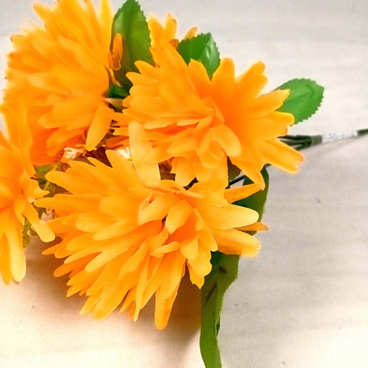 Artificial Flowers Dahlia Bunches for Vase Pot | Faux Flowers Stick - for Home Decor, Living Room, Wedding & Party Decoration (Vase Not Included) - 15 Inch - Apkamart #Colour_Orange