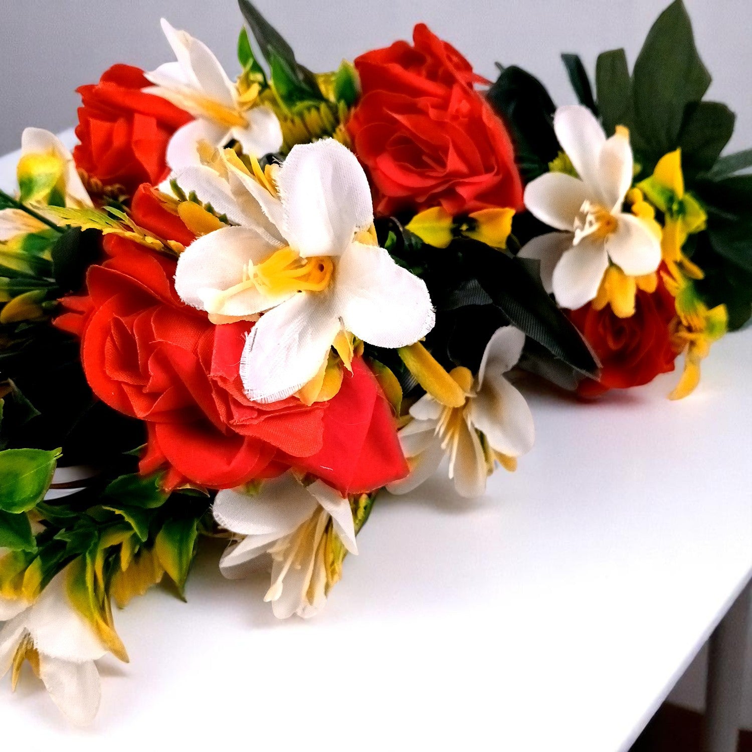 Artificial Flowers | Faux Lily Flowers Bunch - for Home Decor, Living Room, Side Table, Centerpiece - 25 Inch - Apkamart