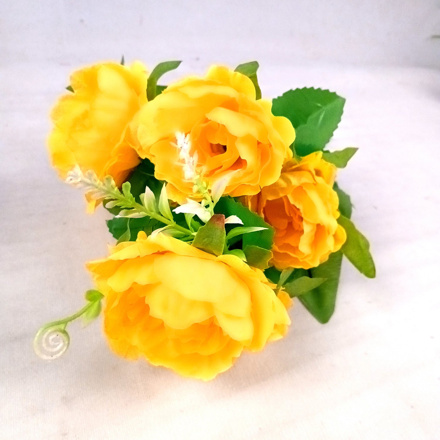 Artificial Flowers Rose Sticks | Faux Flowers Bunch - for Home Decor, Living Room, Wedding & Party Decoration (Vase Not Included) - 15 Inch - Apkamart #Colour_Yellow