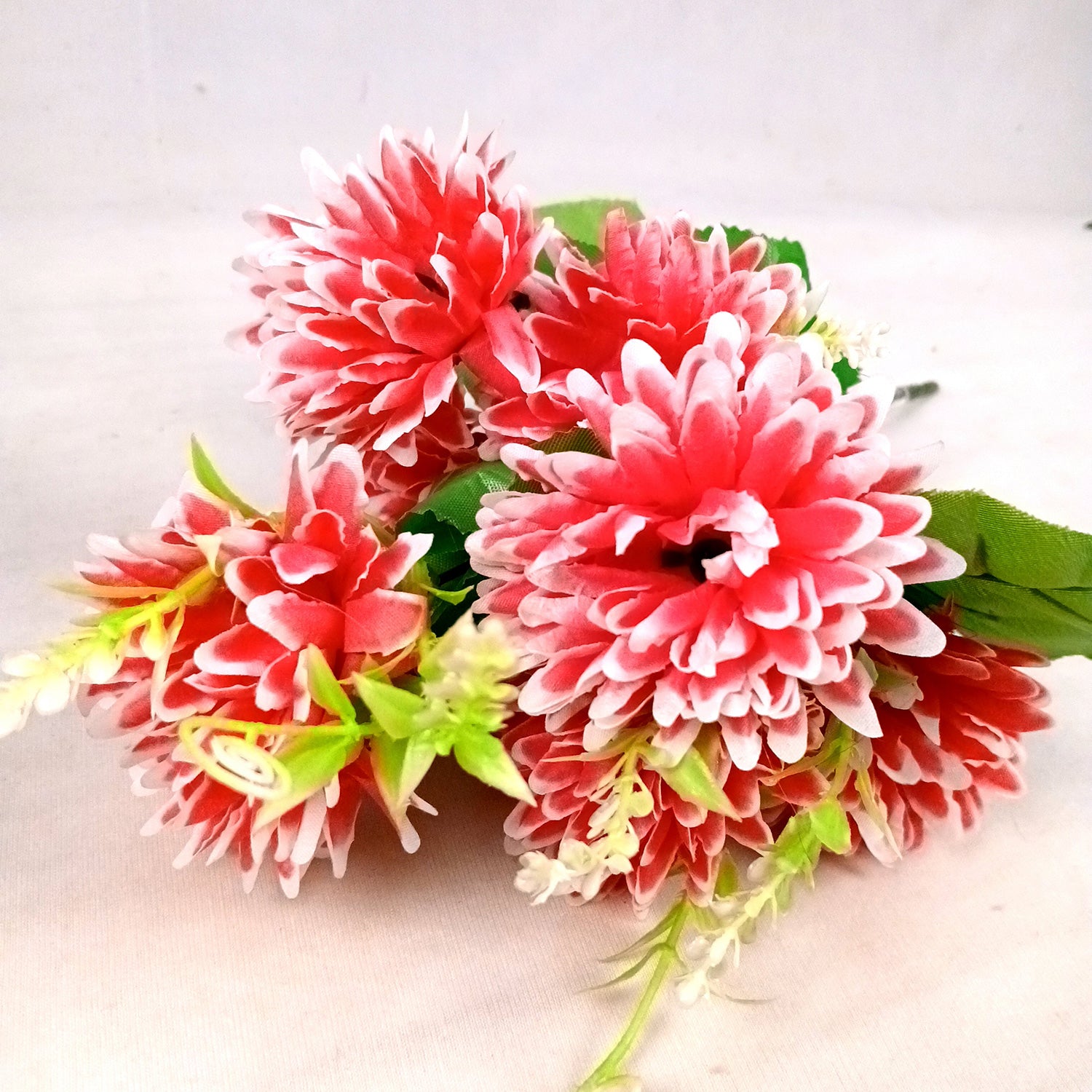 Artificial Flowers Dahlia Bunches for Vase Pot | Faux Flowers Stick - for Home Decor, Living Room, Wedding & Party Decoration (Vase Not Included) - 14 Inch - Apkamart #Colour_Pink