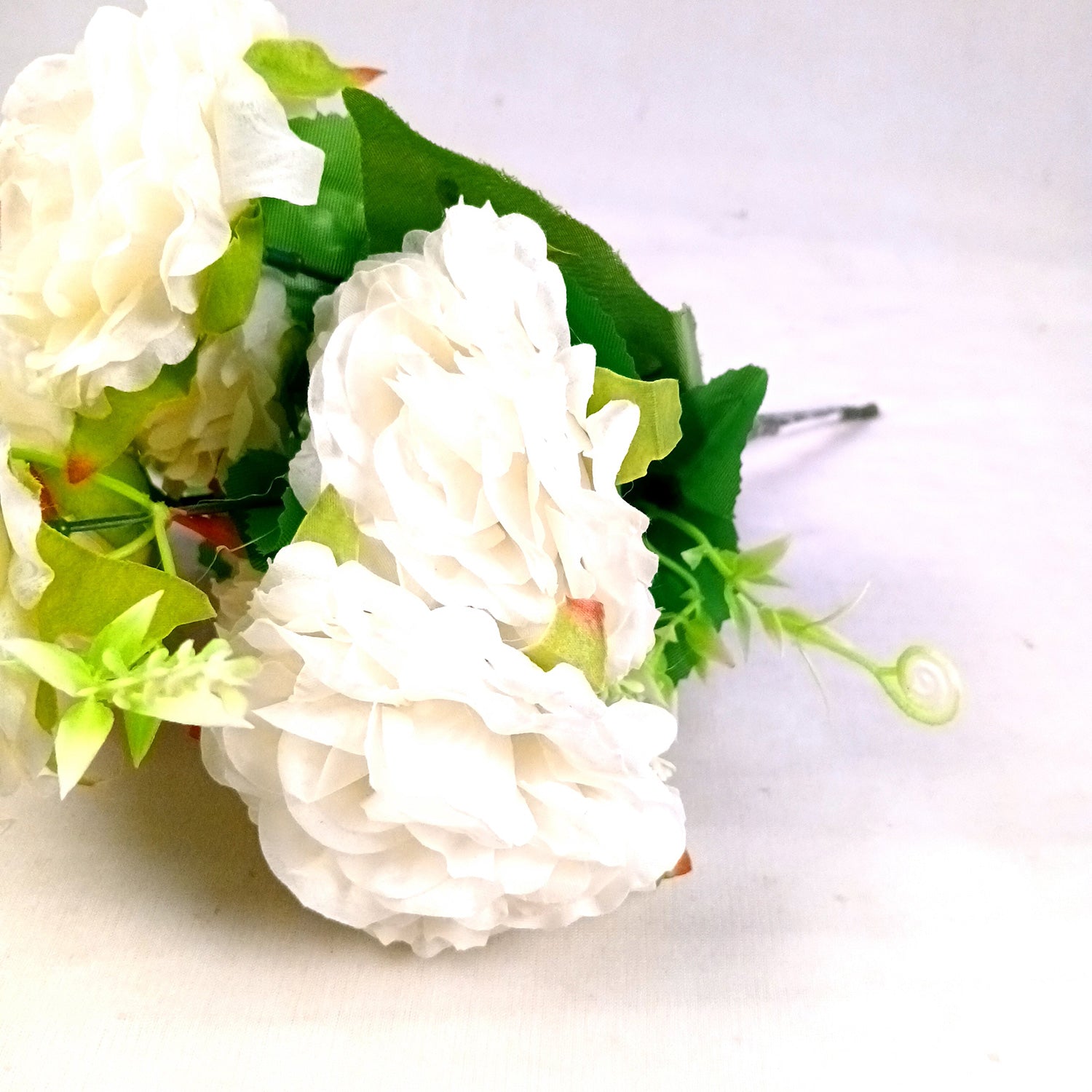 Artificial Flowers Rose Sticks | Faux Flowers Bunch - for Home Decor, Living Room, Wedding & Party Decoration (Vase Not Included) - 15 Inch - Apkamart #Colour_White