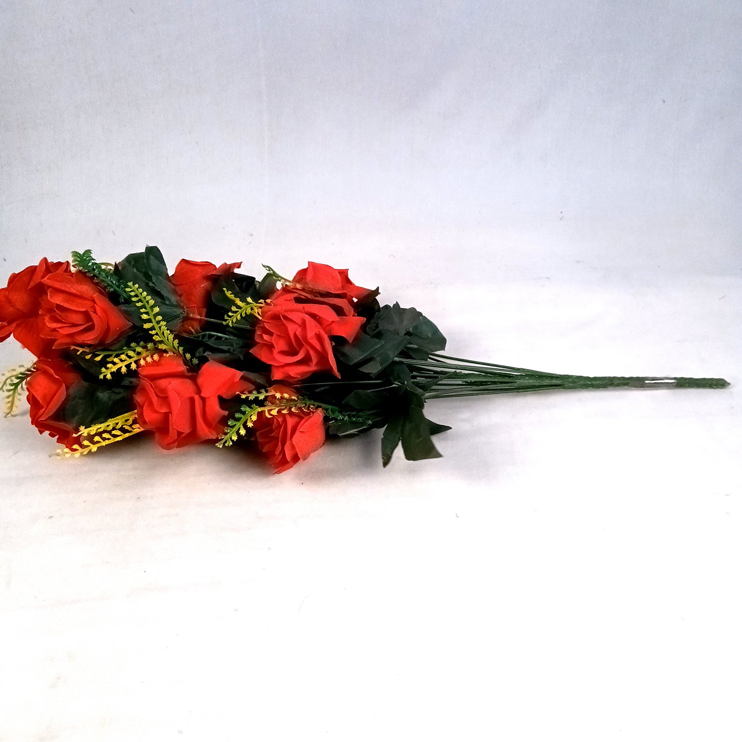 Artificial Flower Bouquet | Fake Rose Flowers Bunch - For Vase, Pot, Home, Bedroom, Balcony, Living Room - 24 Inch - Apkamart