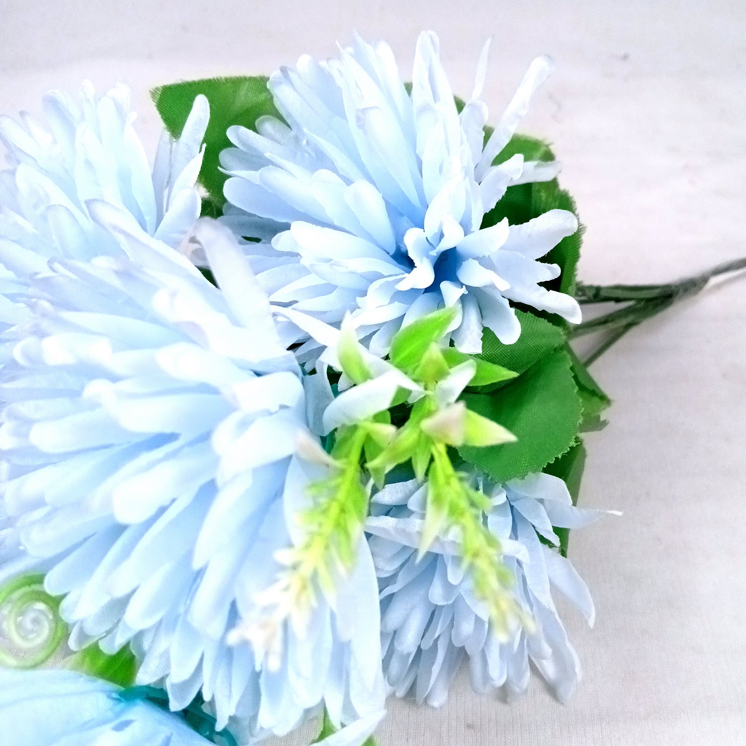 Artificial Flowers Dahlia Bunches for Vase Pot | Faux Flowers Stick - for Home Decor, Living Room, Wedding & Party Decoration  (Vase Not Included) - 15 Inch - Apkamart #Colour_Blue