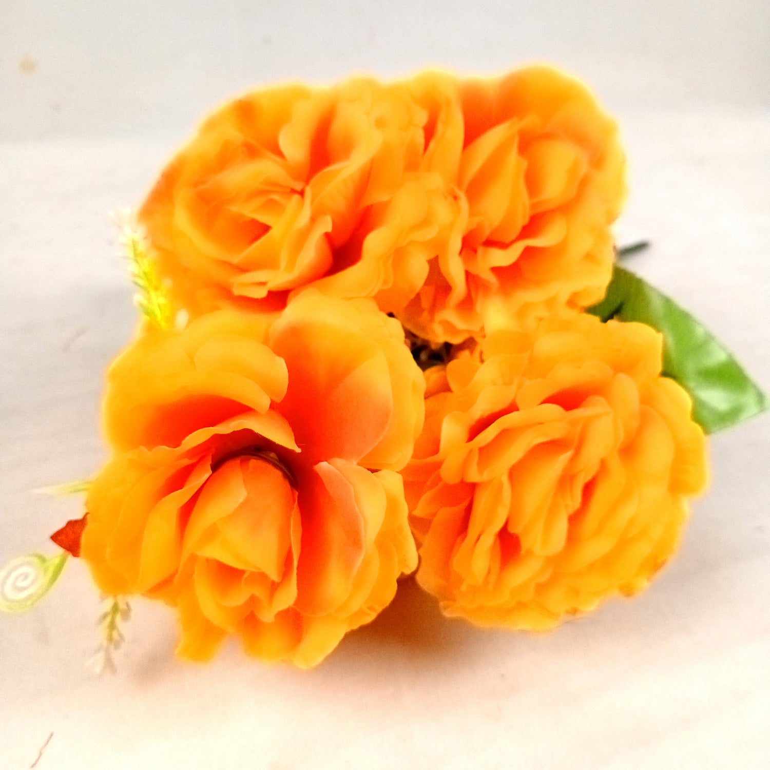 Artificial Flowers Rose Bunches for Vase Pot | Faux Flowers Stem - for Home Decor, Living Room, Office & Festivals Decoration (Vase Not Included) - 15 Inch - Apkamart #Colour_Orange