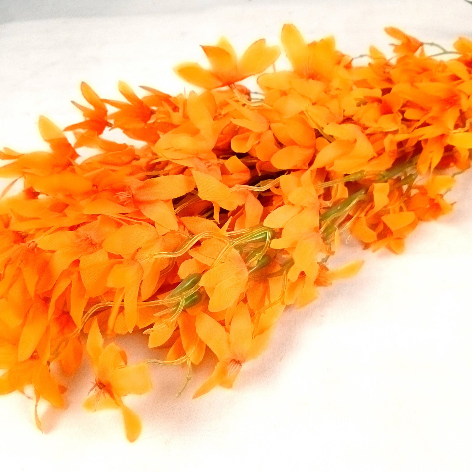 Artificial Orchids Flower Bouquets | Fake Flowers Bunch - For Vase, Pot, Home, Bedroom, Balcony, Office Corner, Living Room - 28 Inch - Apkamart #Colour_Orange