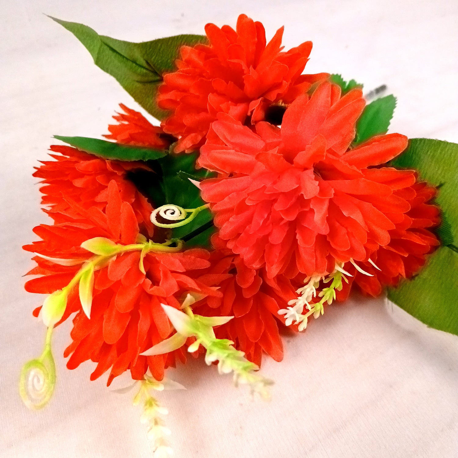 Artificial Flowers Dahlia Bunches for Vase Pot | Faux Flowers Stick - for Home Decor, Living Room, Wedding & Party Decoration (Vase Not Included) - 14 Inch - Apkamart #Colour_Red