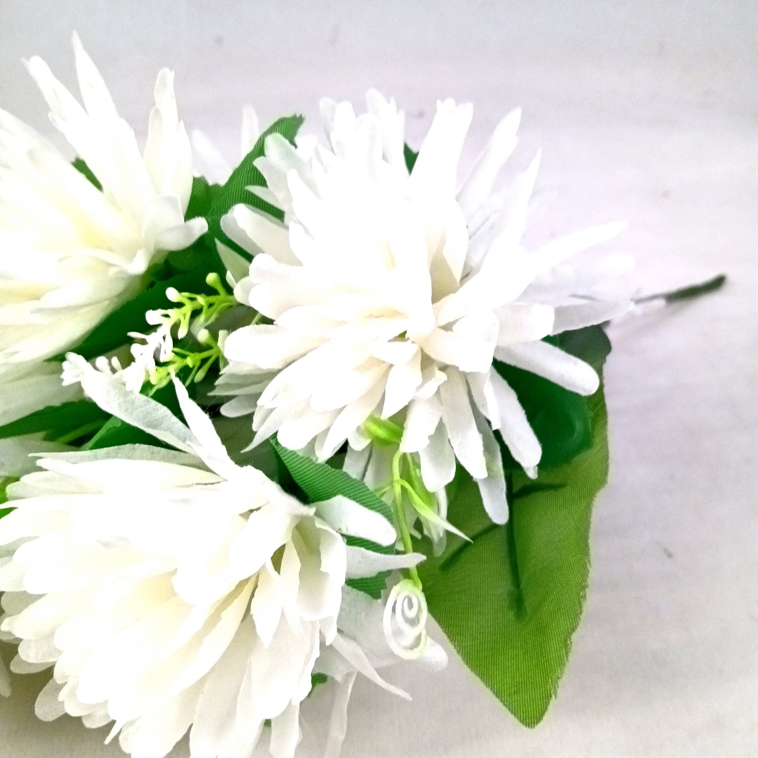 Artificial Flowers Dahlia Bunches for Vase Pot | Faux Flowers Stick - for Home Decor, Living Room, Wedding & Party Decoration  (Vase Not Included) - 15 Inch - Apkamart #Colour_White