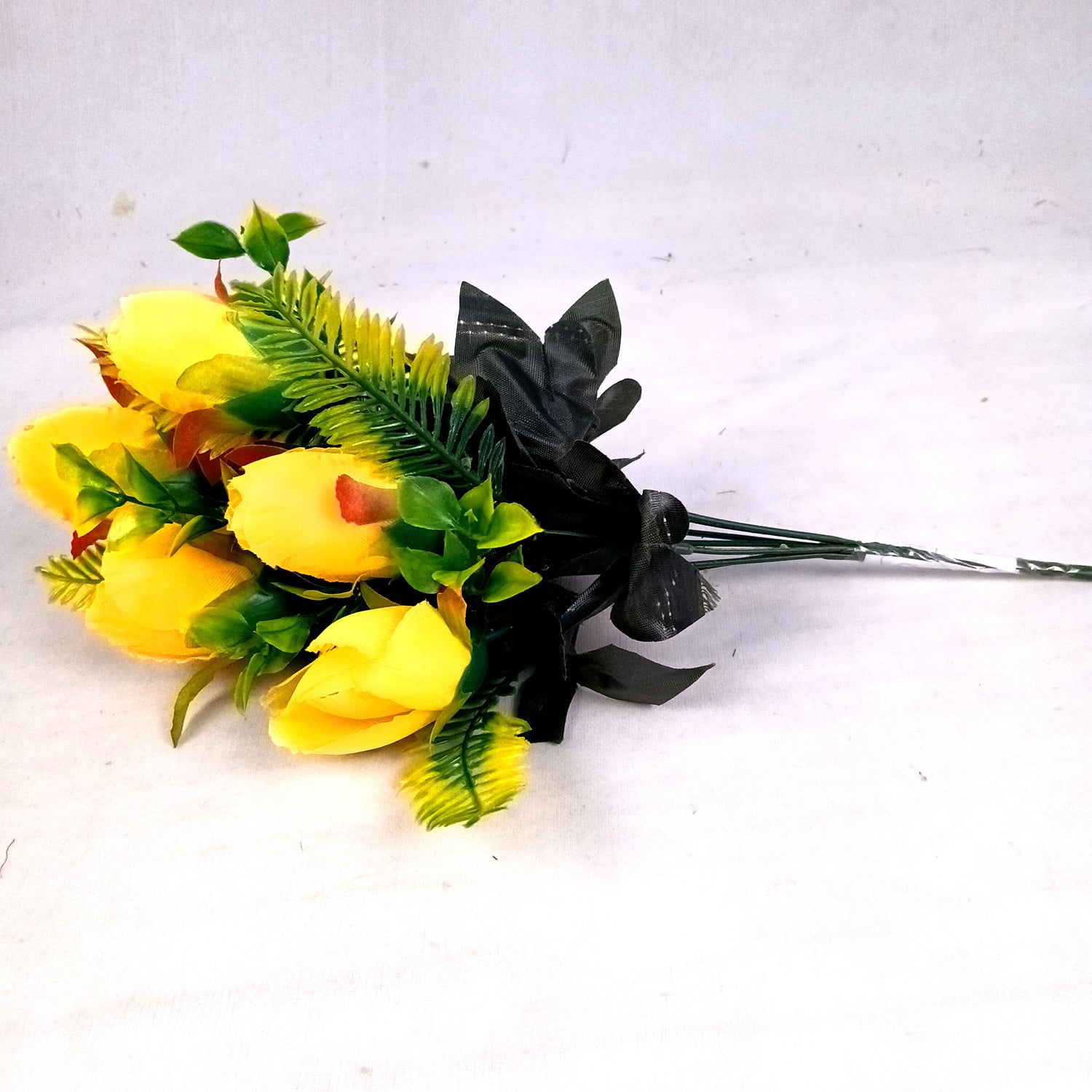 Artificial Flowers Rose Sticks | Faux Flowers Bunch - for Home Decor, Living Room, Wedding & Party Decoration (Vase Not Included) - 14 Inch - Apkamart #Colour_Yellow