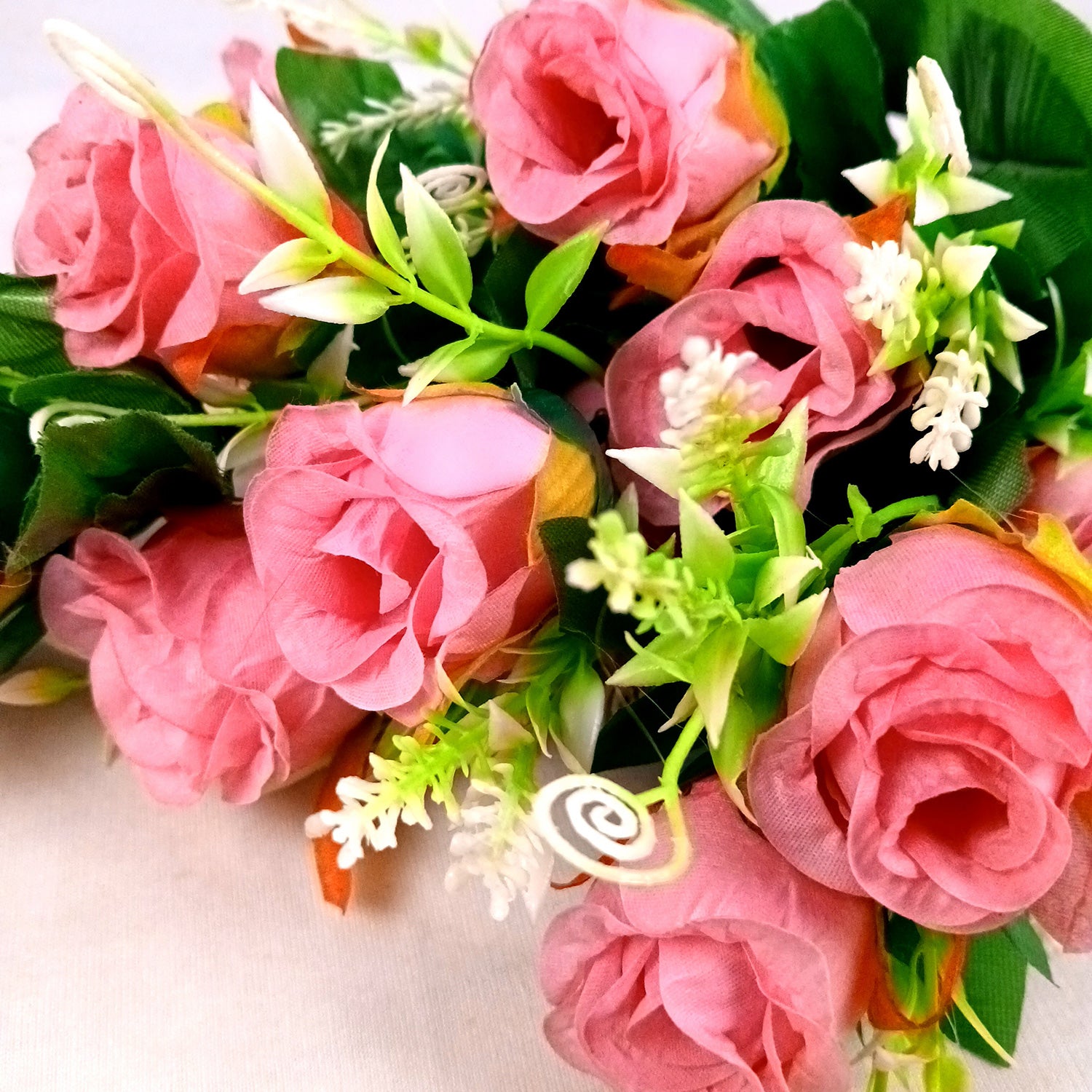 Artificial Flowers Rose | Faux Flowers Bunch - for Home Decor, Side Table, Centerpiece - 17 Inch - Apkamart #Colour_Pink