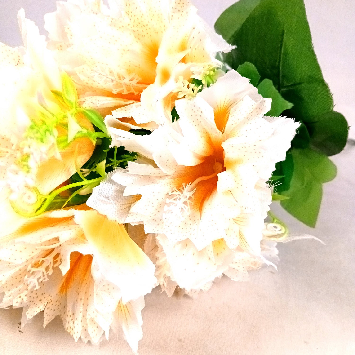 Artificial Flower Bouquets | Faux Flowers Bunch - for Table Vase, Pot, Home Decor, Living Room, Side Table Centerpiece - 18 Inch - Apkamart #Colour_White