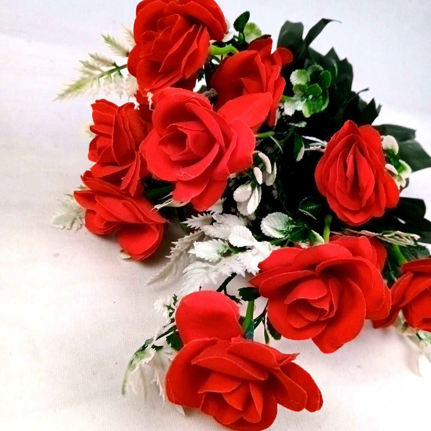 Artificial Rose Flowers Bunches for Vase Pot | Faux Flowers Stem - for Home Decor Living Room Side Table Centerpiece - 17 Inch - Apkamart