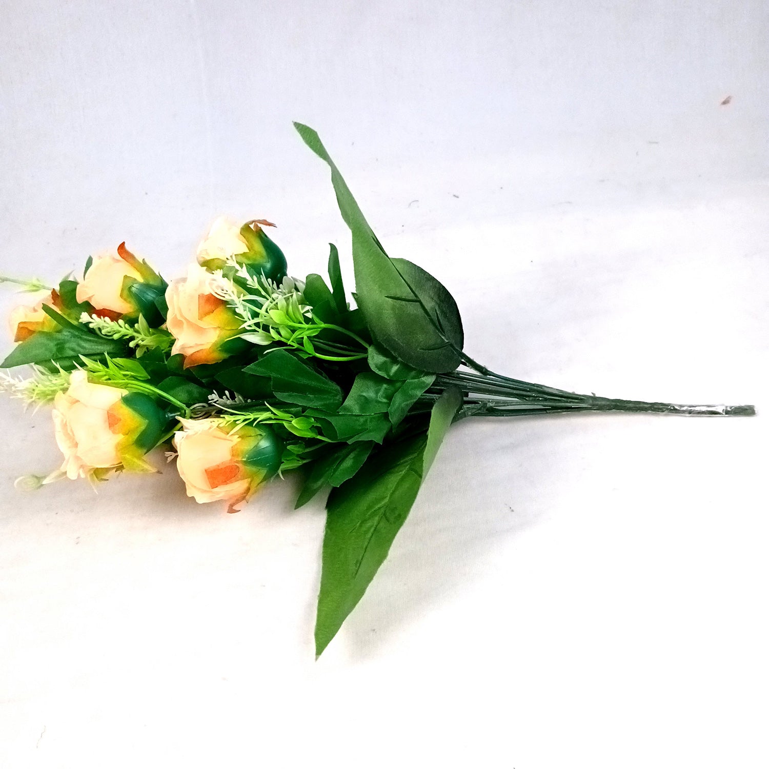 Artificial Flowers Rose | Faux Flowers Bunch - for Home Decor, Side Table, Centerpiece - 17 Inch - Apkamart #Colour_Orange