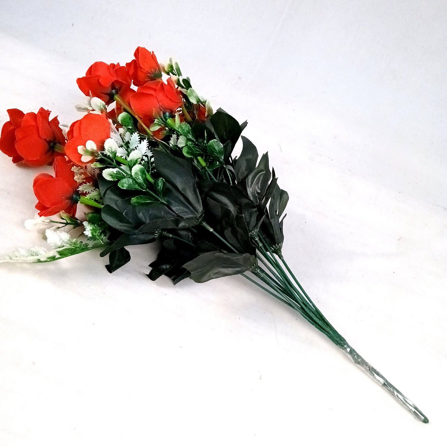 Artificial Rose Flowers Bunches for Vase Pot | Faux Flowers Stem - for Home Decor Living Room Side Table Centerpiece - 17 Inch - Apkamart