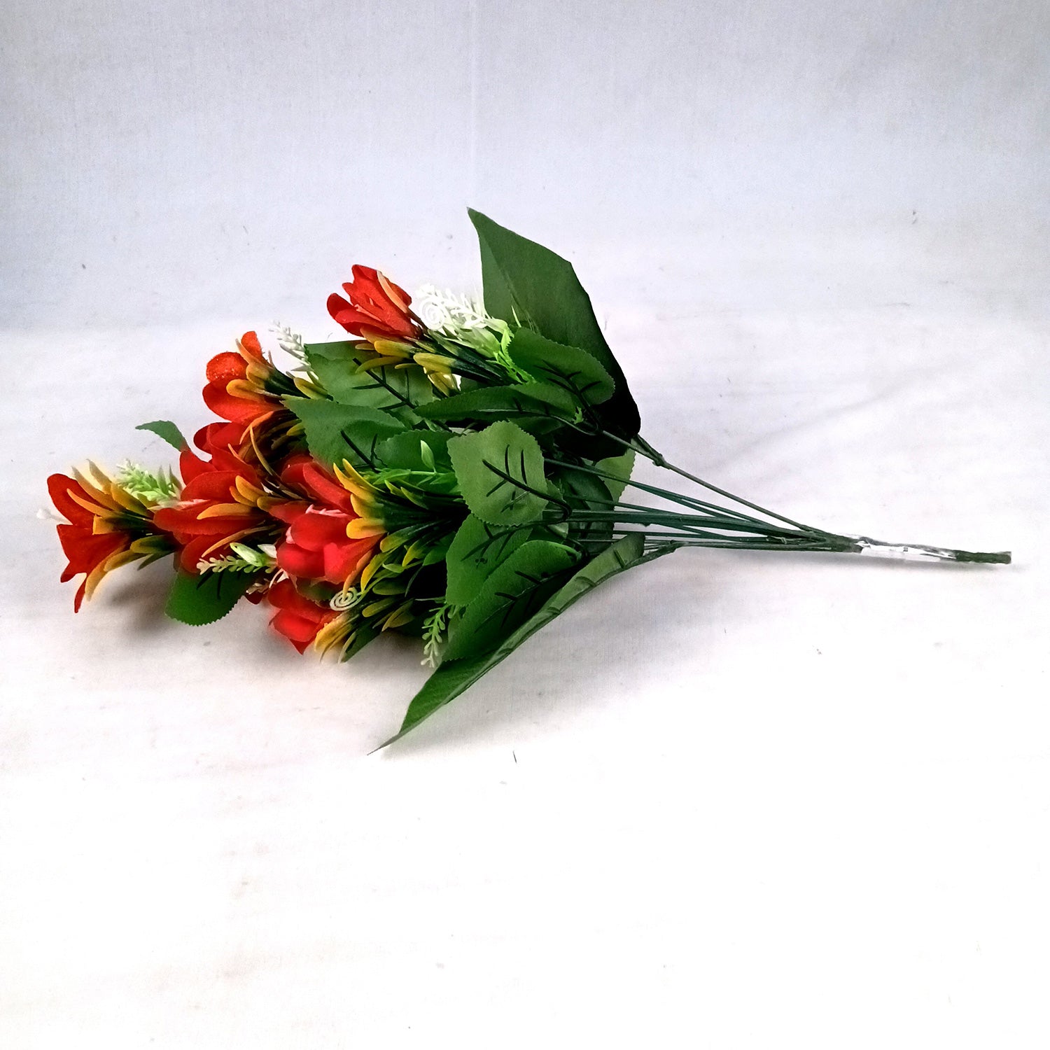 Artificial Flowers Bunches lily for Vase Pot | Faux Flowers Stem - for Home Decor Living Room Side Table Centerpiece - 18 Inch - Apkamart #Colour_Red