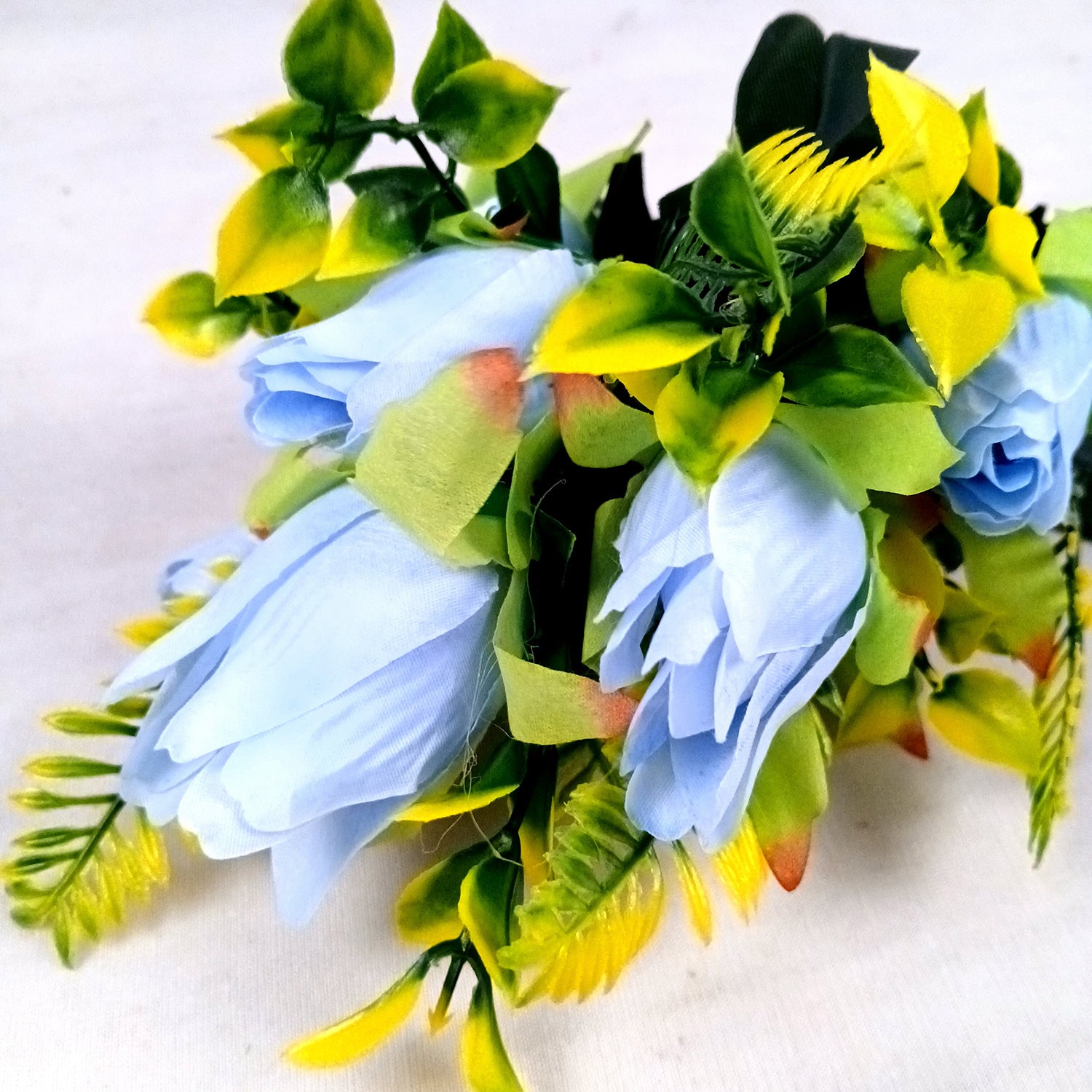 Artificial Flowers Rose Bunches for Vase Pot | Faux Flowers Stem - for Home Decor, Living Room, Office, Wedding & Party Decoration (Vase Not Included) - 14 Inch - Apkamart #Colour_Blue