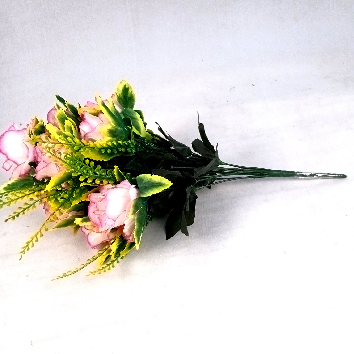 Artificial Flower Bouquet | Rose Fake Flowers Bunch - For Vase, Pot, Home, Bedroom, Balcony, Office Corner, Living Room - 16 Inch - Apkamart #Style_Design 1