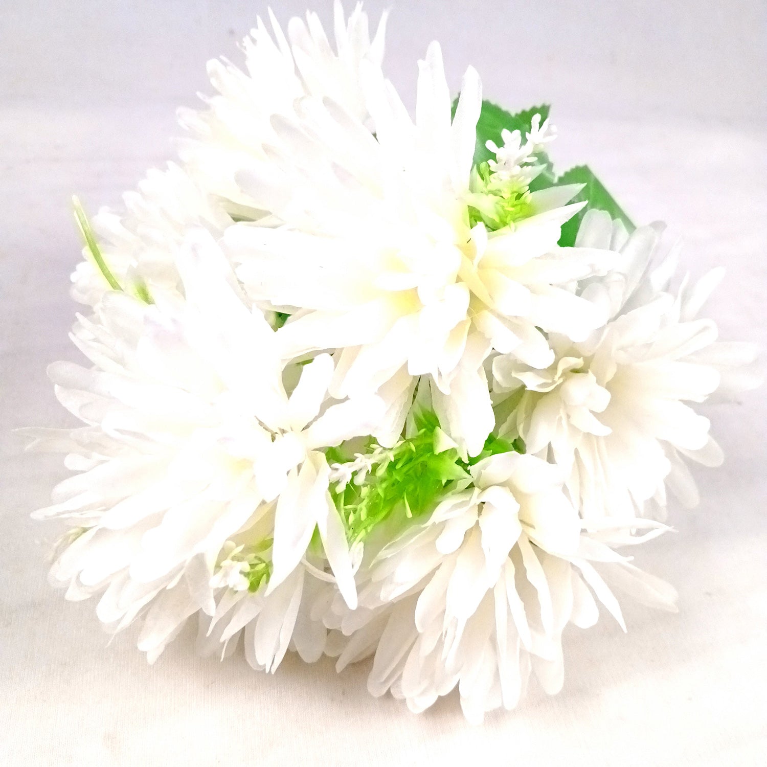 Artificial Flowers Dahlia Bunches for Vase Pot | Faux Flowers Stick - for Home Decor, Living Room, Wedding & Party Decoration  (Vase Not Included) - 15 Inch - Apkamart #Colour_White