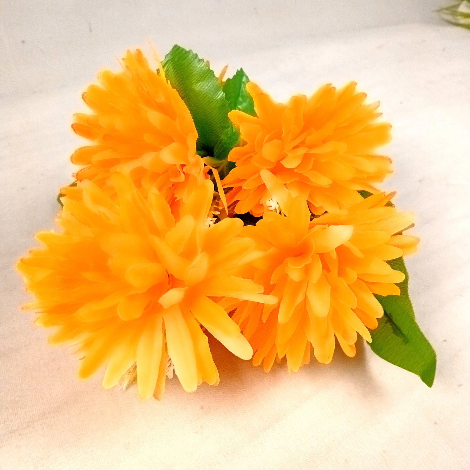 Artificial Flowers Dahlia Bunches for Vase Pot | Faux Flowers Stick - for Home Decor, Living Room, Wedding & Party Decoration (Vase Not Included) - 15 Inch - Apkamart #Colour_Orange