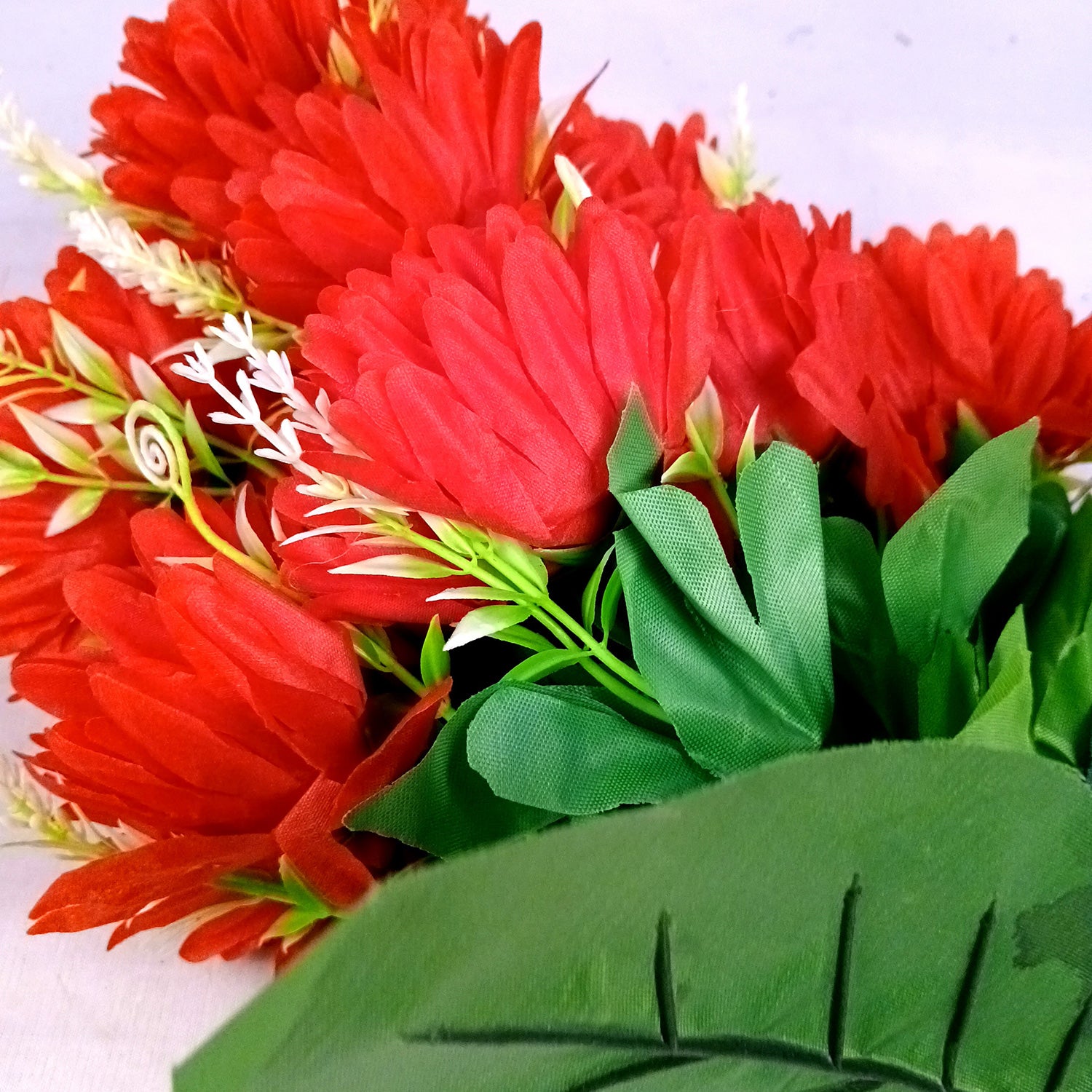 Artificial Flower Dahlia | Fake Flowers Bunch Dahalia - For Vase, Pot, Home, Bedroom, Balcony, Office Corner, Living Room - 18 Inch - Apkamart #Colour_Red