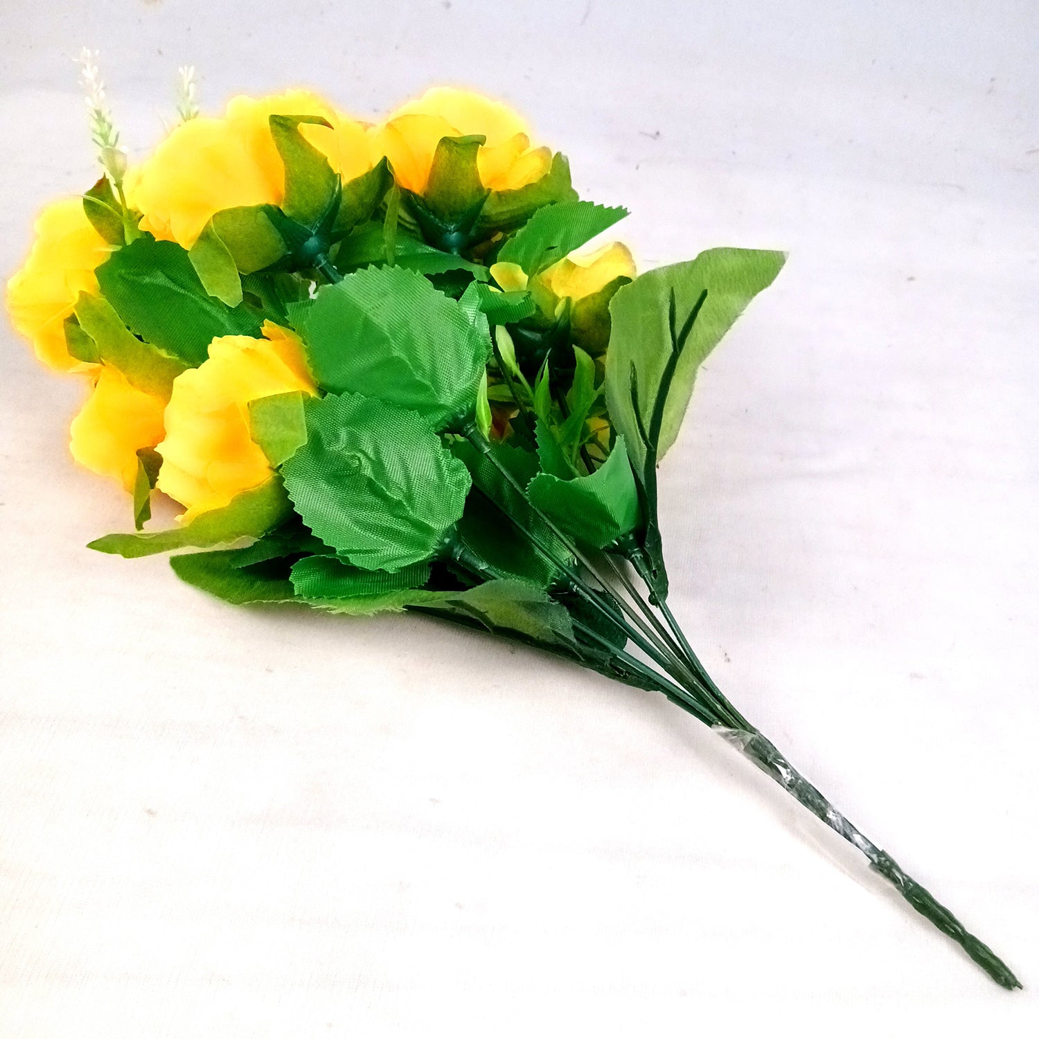Artificial Flowers Rose Sticks | Faux Flowers Bunch - for Home Decor, Living Room, Wedding & Party Decoration (Vase Not Included) - 15 Inch - Apkamart #Colour_Yellow
