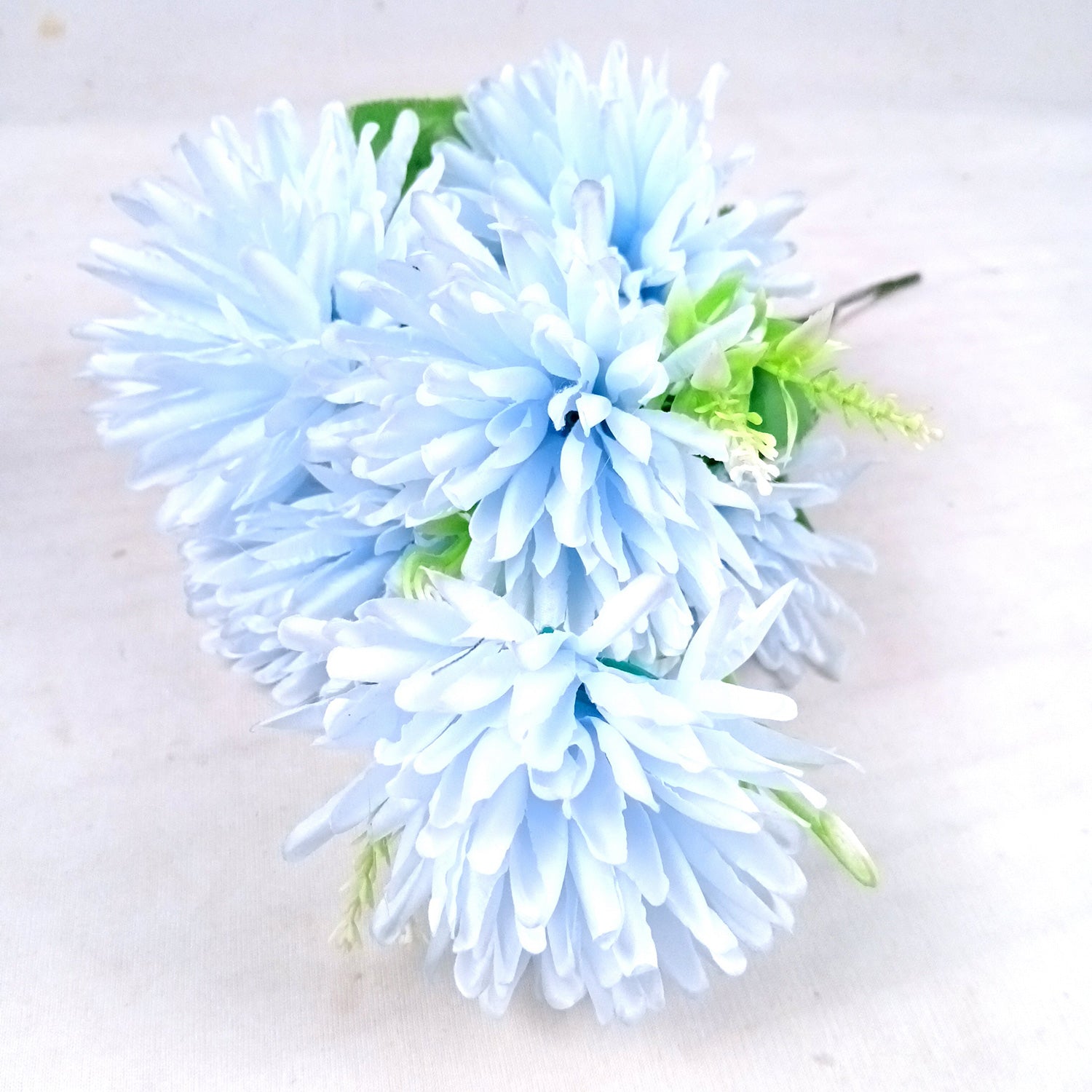 Artificial Flowers Dahlia Bunches for Vase Pot | Faux Flowers Stick - for Home Decor, Living Room, Wedding & Party Decoration  (Vase Not Included) - 15 Inch - Apkamart #Colour_Blue