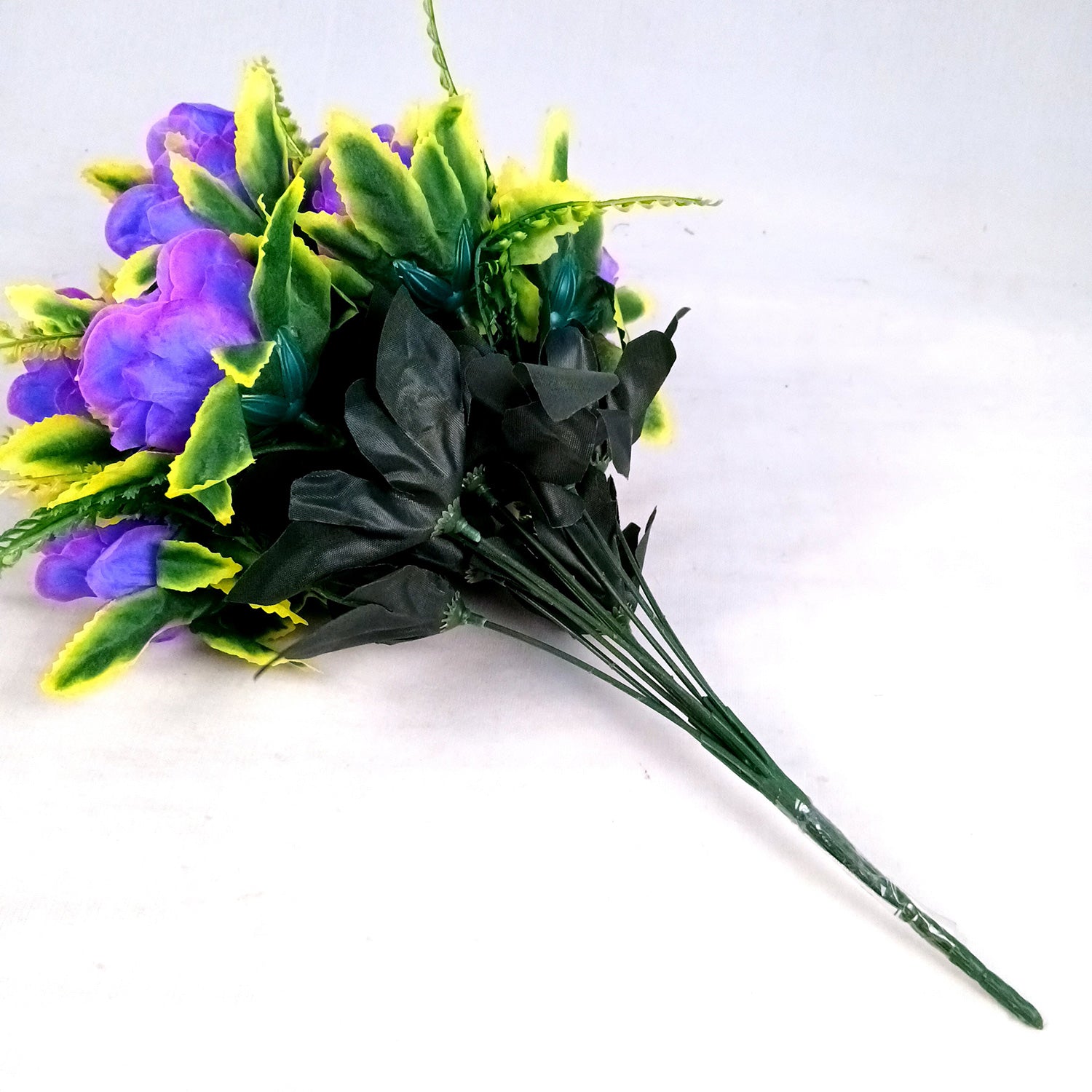 Artificial Flower Bouquet | Faux Rose Flowers Bunch - for Table Vase, Pot, Home Decor, Side Table - 16 Inch - Apkamart #Colour_Purple