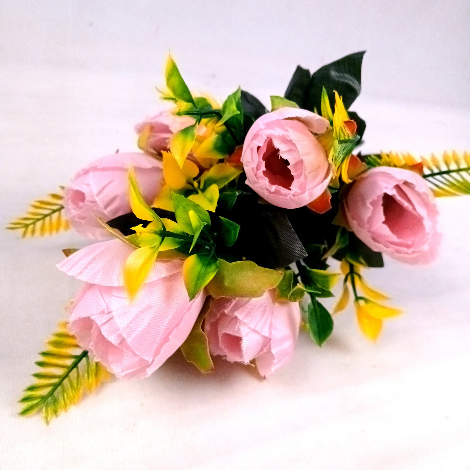 Artificial Flowers Rose Bunches for Vase Pot | Faux Flowers Stem - for Home Decor, Living Room, Office, Wedding & Party Decoration (Vase Not Included) - 14 Inch - Apkamart #Colour_Pink