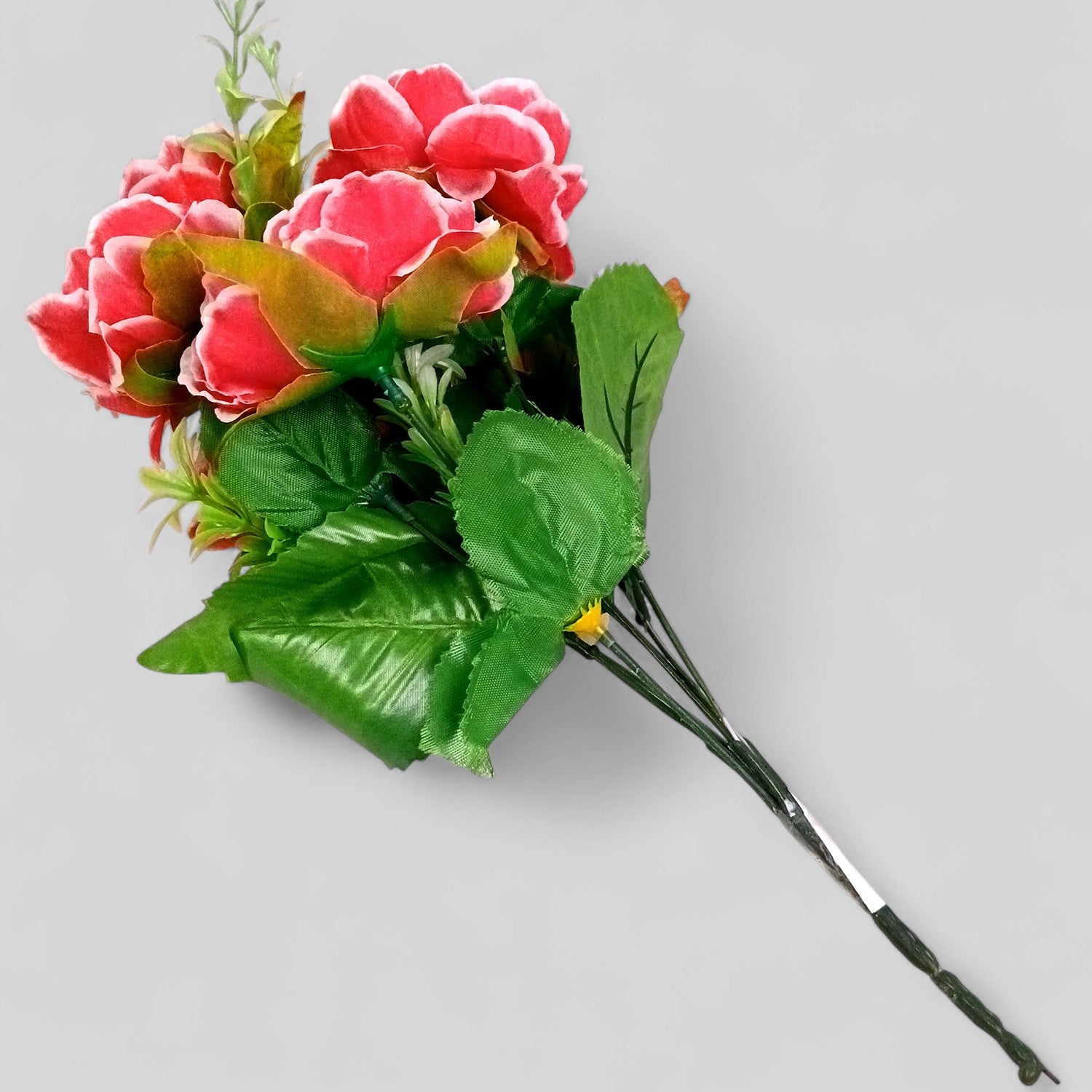 Artificial Flowers Rose Bunches for Vase Pot | Faux Flowers Stem - for Home Decor, Living Room, Office & Festivals Decoration (Vase Not Included) - 15 Inch - Apkamart #Colour_Pink