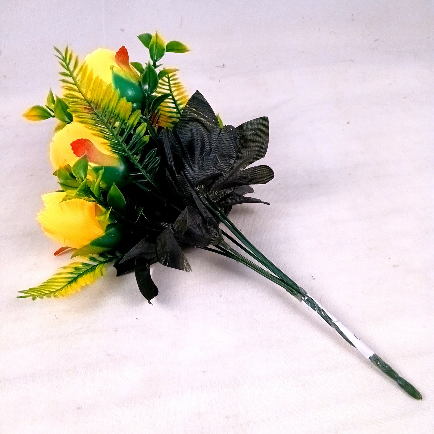 Artificial Flowers Rose Sticks | Faux Flowers Bunch - for Home Decor, Living Room, Wedding & Party Decoration (Vase Not Included) - 14 Inch - Apkamart #Colour_Yellow