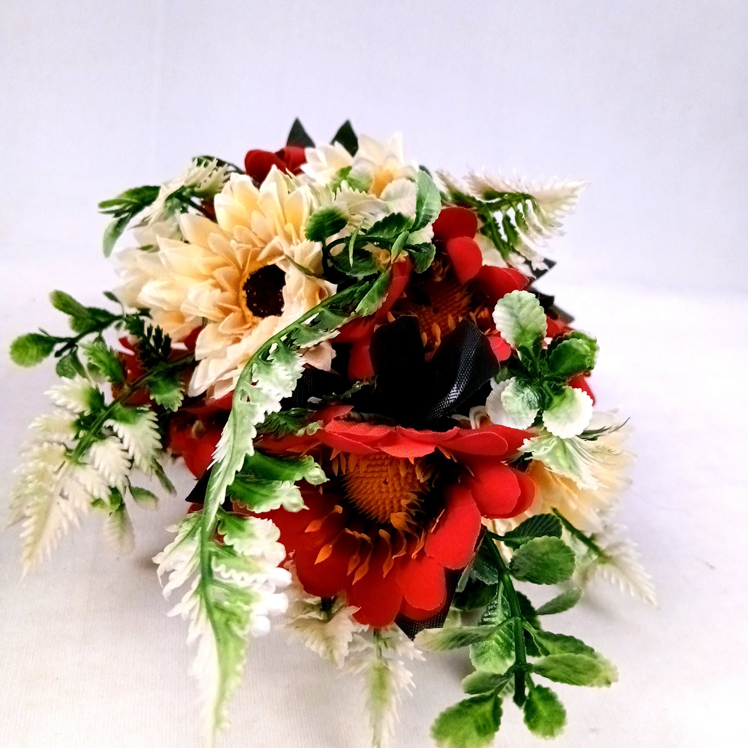 Artificial Dahalia Flower Bouquets | Faux Flowers Bunch - for Table Vase, Pot, Home Decor, Living Room, Side Table Centerpiece - 17 Inch - Apkamart