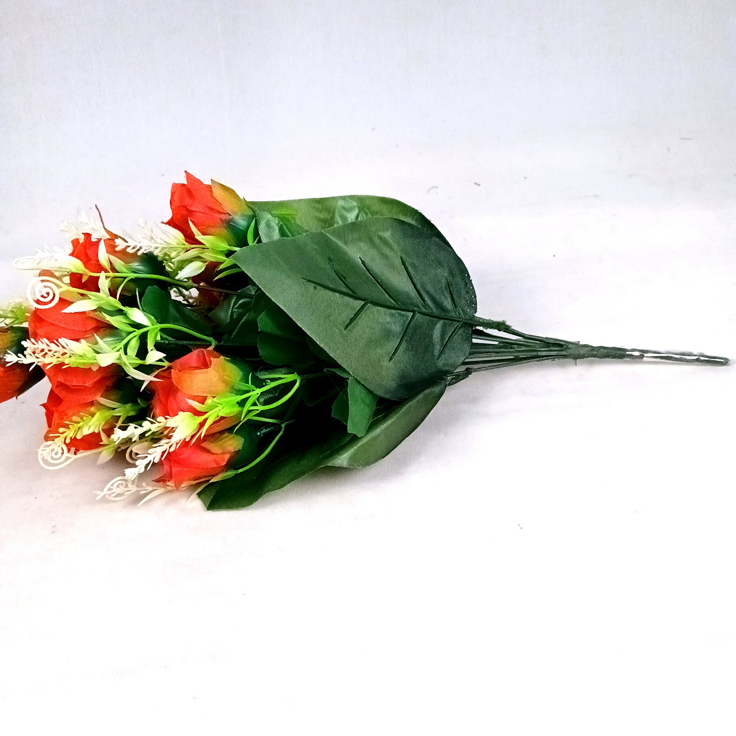 Artificial Flowers Rose | Faux Flowers Bunch - for Home Decor, Side Table, Centerpiece - 17 Inch - Apkamart #Colour_Red