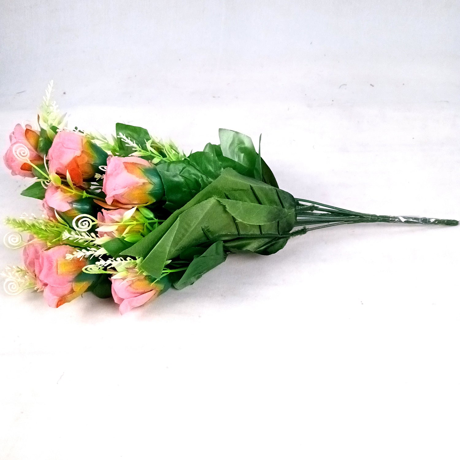 Artificial Flowers Rose | Faux Flowers Bunch - for Home Decor, Side Table, Centerpiece - 17 Inch - Apkamart #Colour_Pink